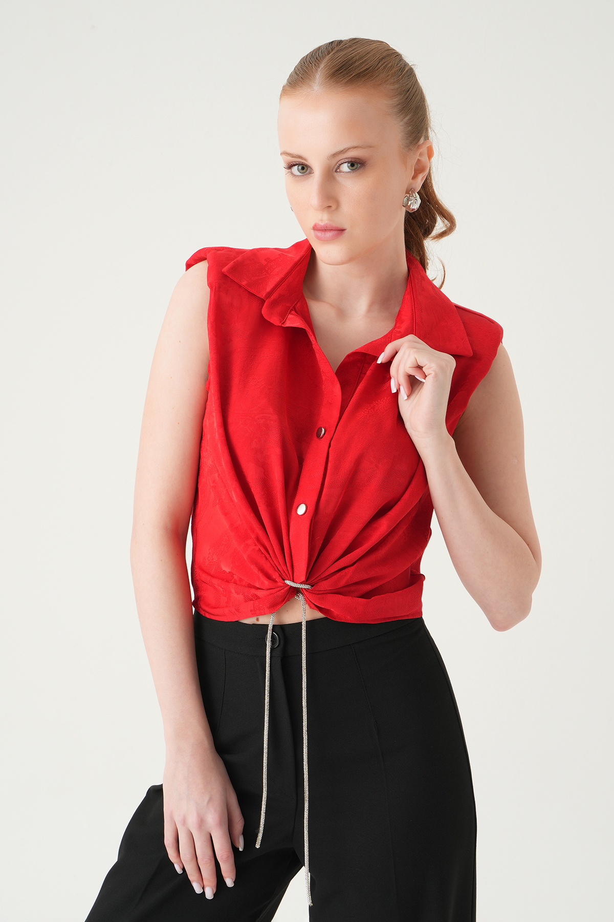 Kırmızı Sıfır Kol Bağlamalı Gömlek 251166 - 7