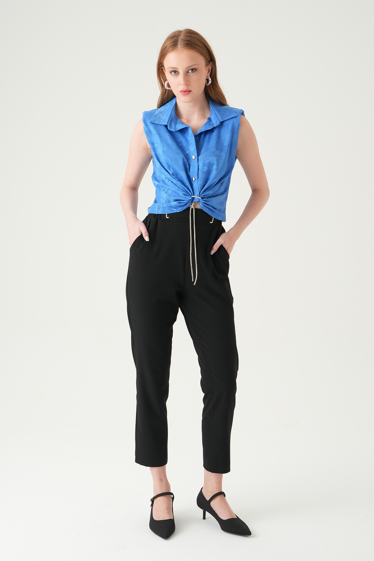 Mavi Sıfır Kol Bağlamalı Gömlek 251166 - 3