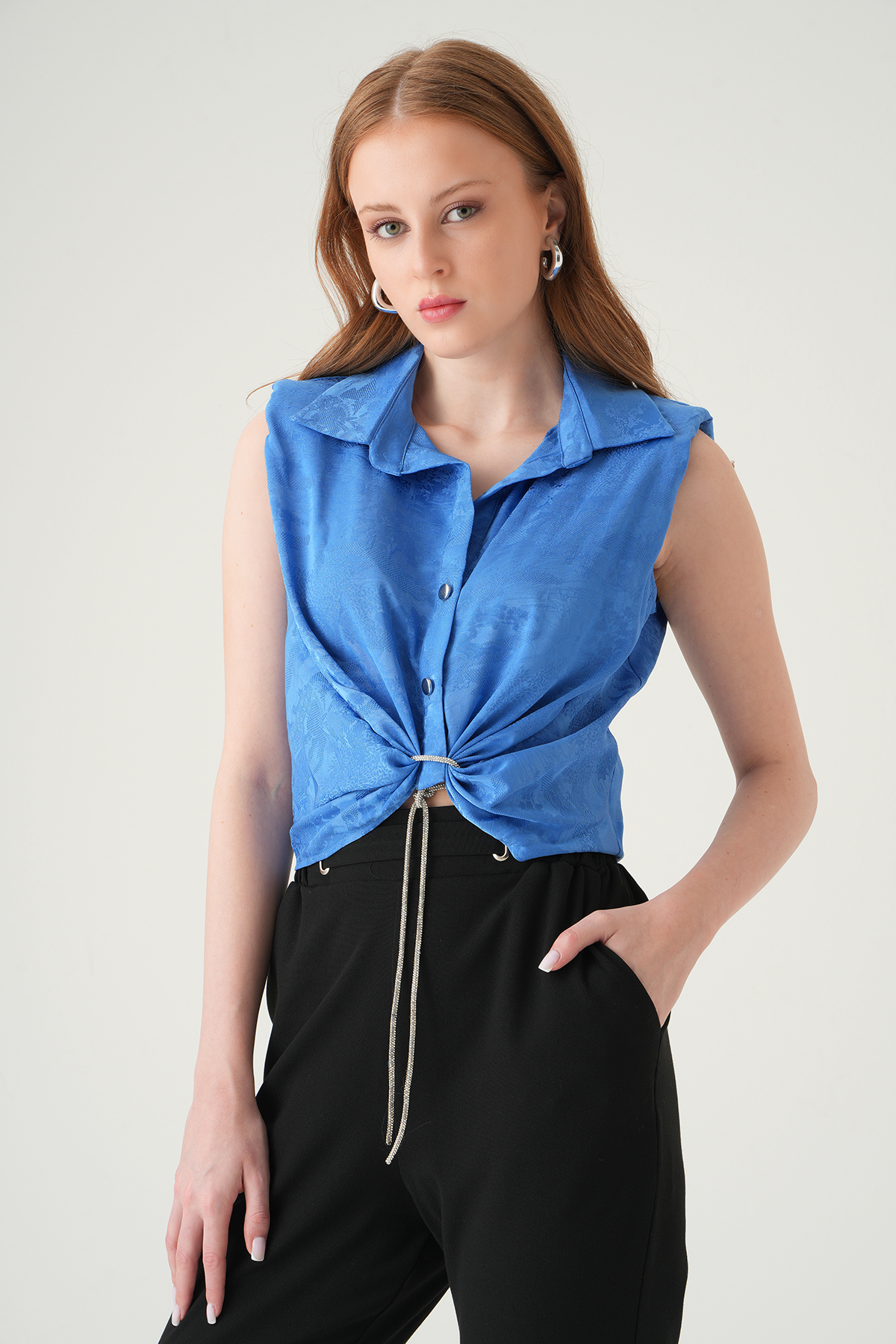 Mavi Sıfır Kol Bağlamalı Gömlek 251166 - RAYS