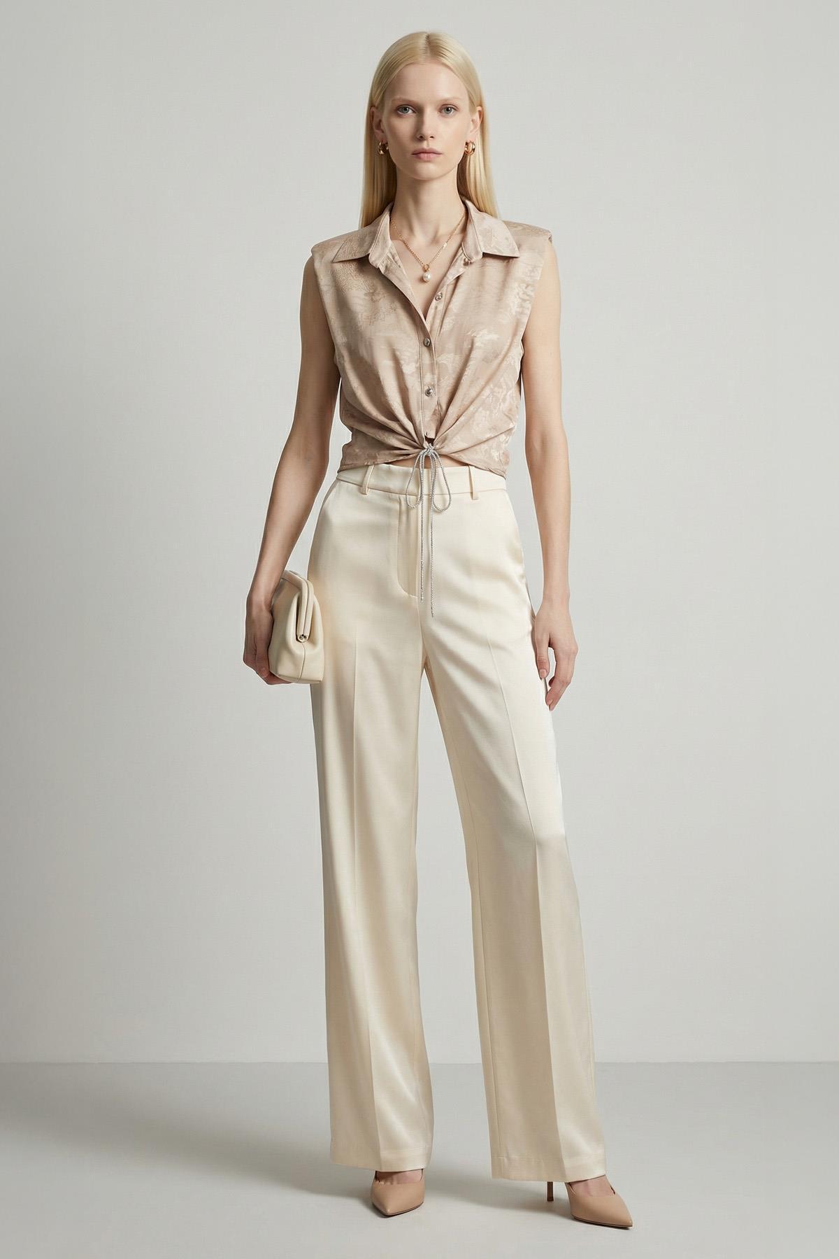 Taş Sıfır Kol Bağlamalı Gömlek 251166 