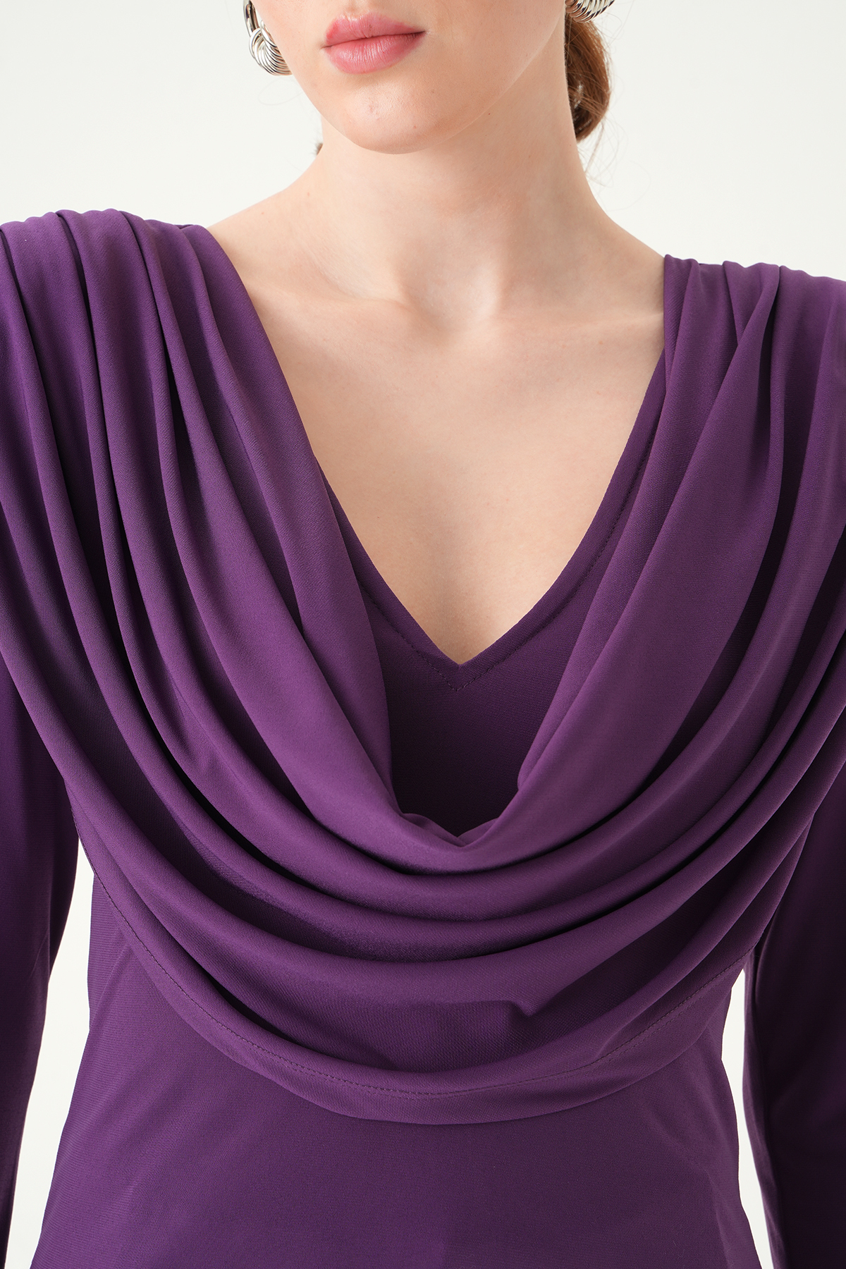 Mor Degaje Yaka Uzun Kol Bluz 251282 - 4