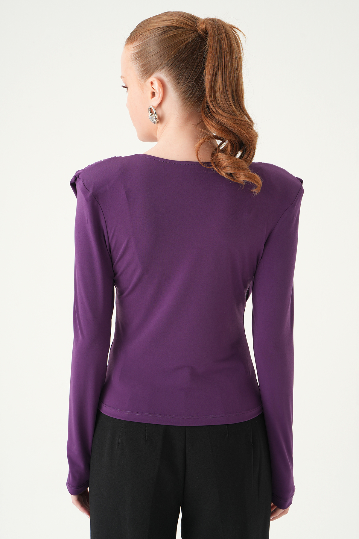 Mor Degaje Yaka Uzun Kol Bluz 251282 - 5