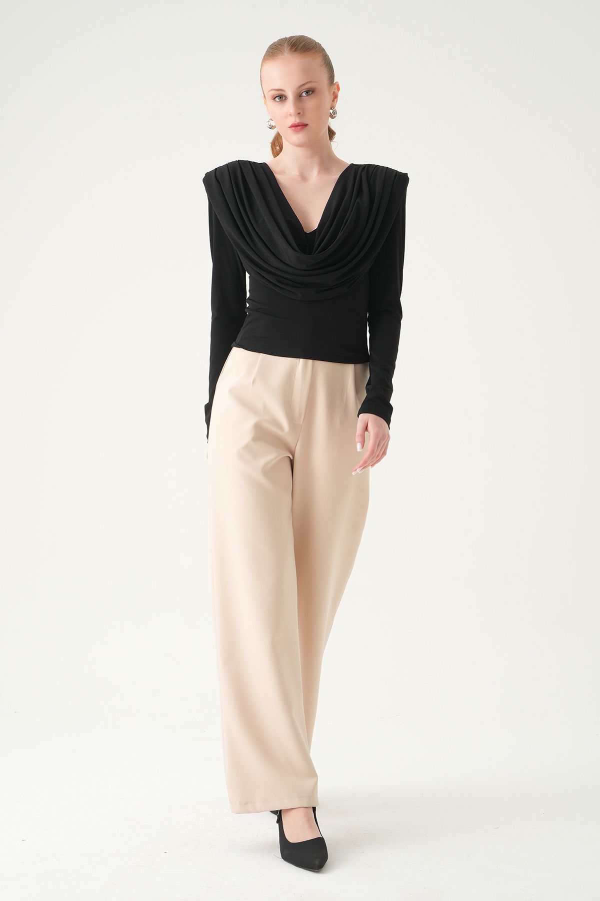 Siyah Degaje Yaka Uzun Kol Bluz 251282 - 3