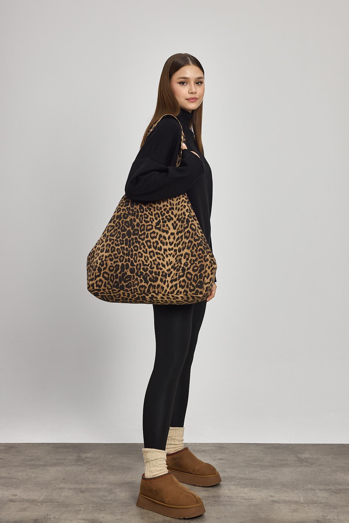 2513 Leopar Desen Omuz Çantası Leopar 