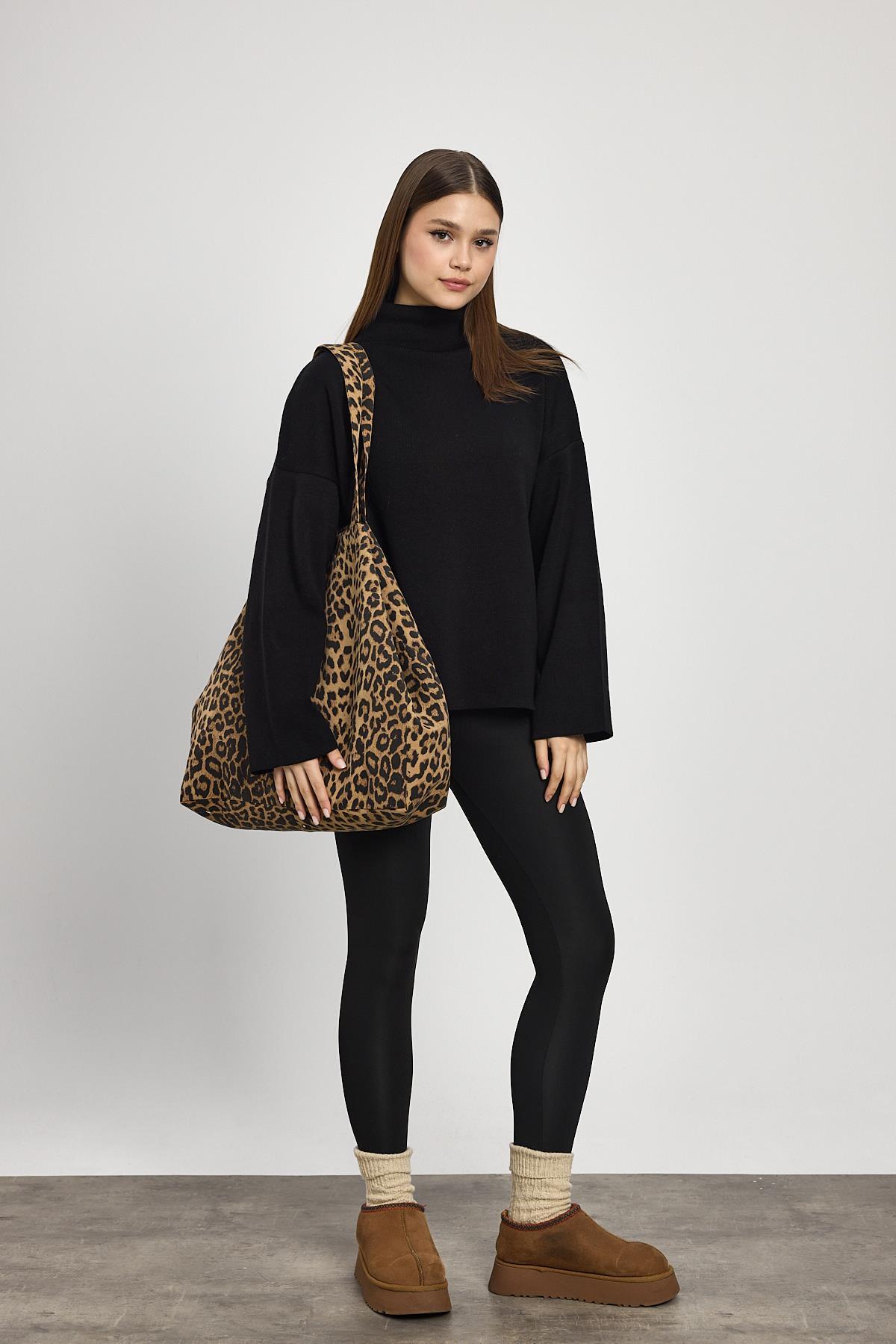 Leopar Leopar Desen Omuz Çantası 2513 - 7