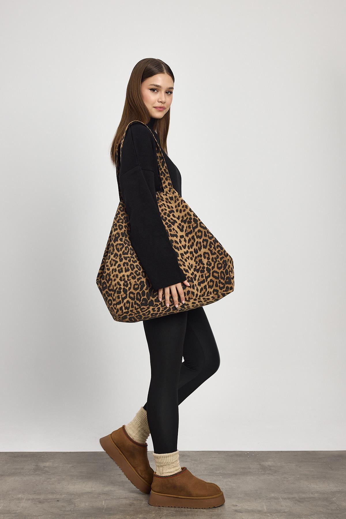 Leopar Leopar Desen Omuz Çantası 2513 - 8