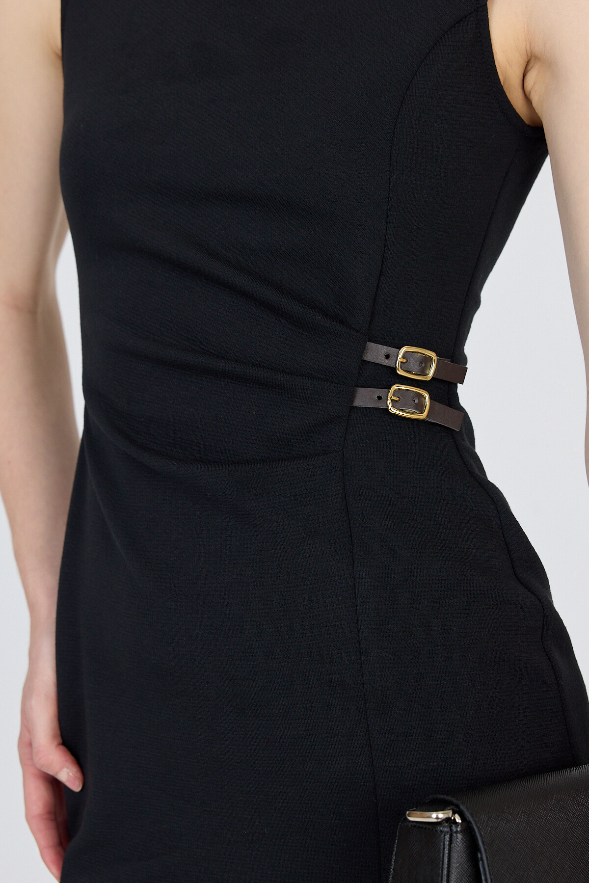 Siyah Kemer Detaylı Midi Elbise 251636 - RAYS