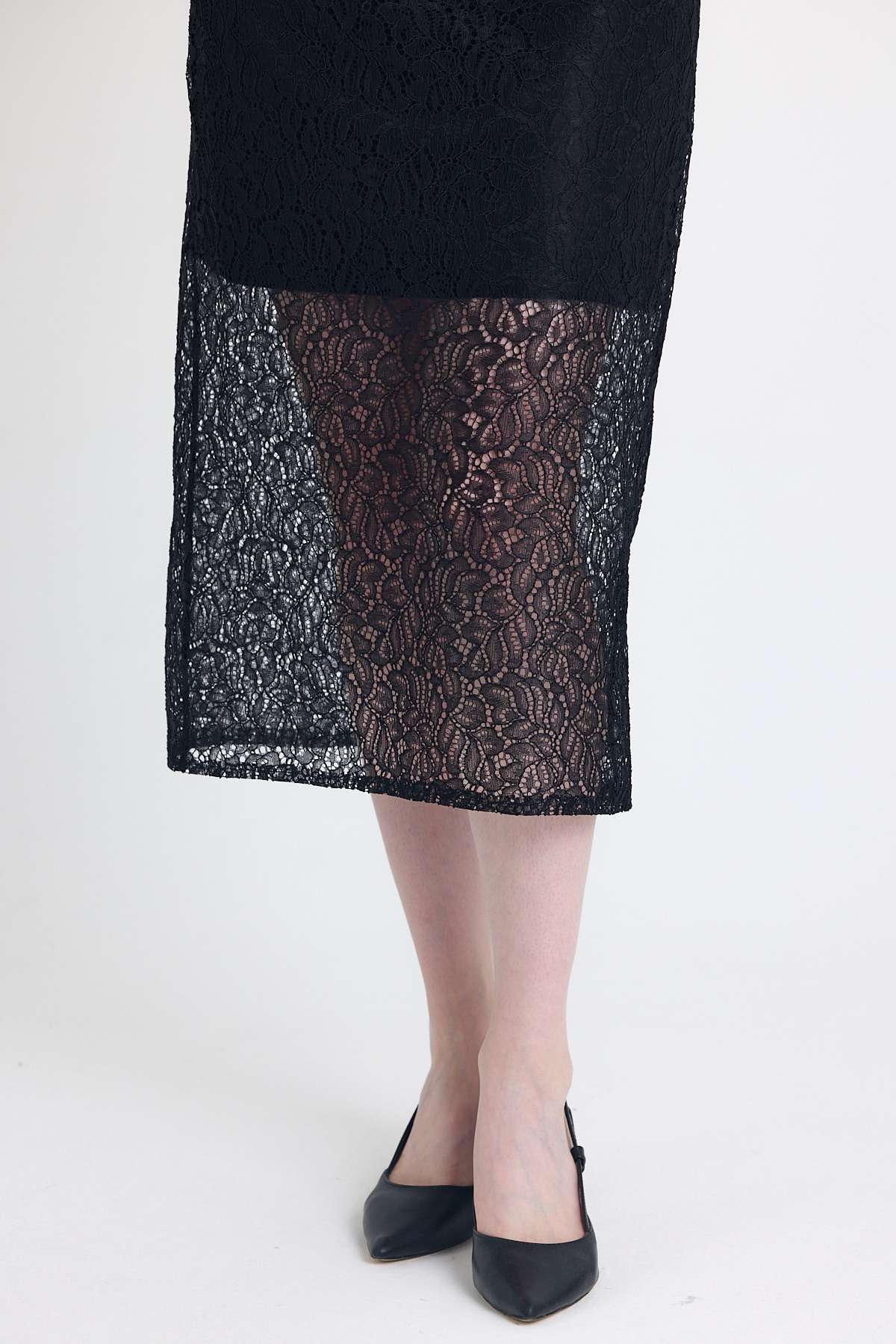 Siyah Dantel Detaylı Kısa Kollu Midi Elbise 251669 - 4