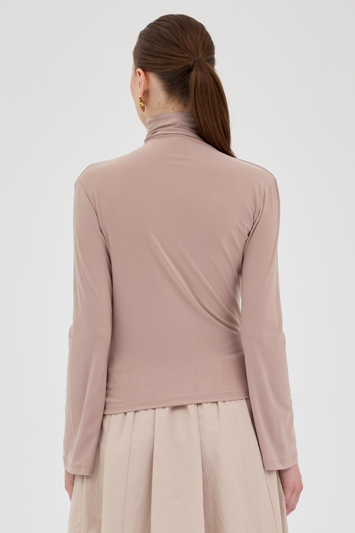 Bej Balıkçı Yaka Drapeli Bluz 2517 - 5