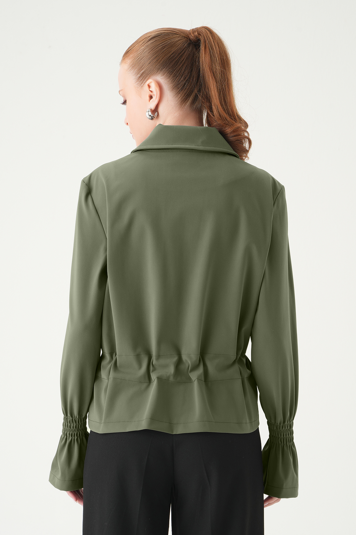 Haki Kol Lastikli Düğmeli Ceket 251856 - 5