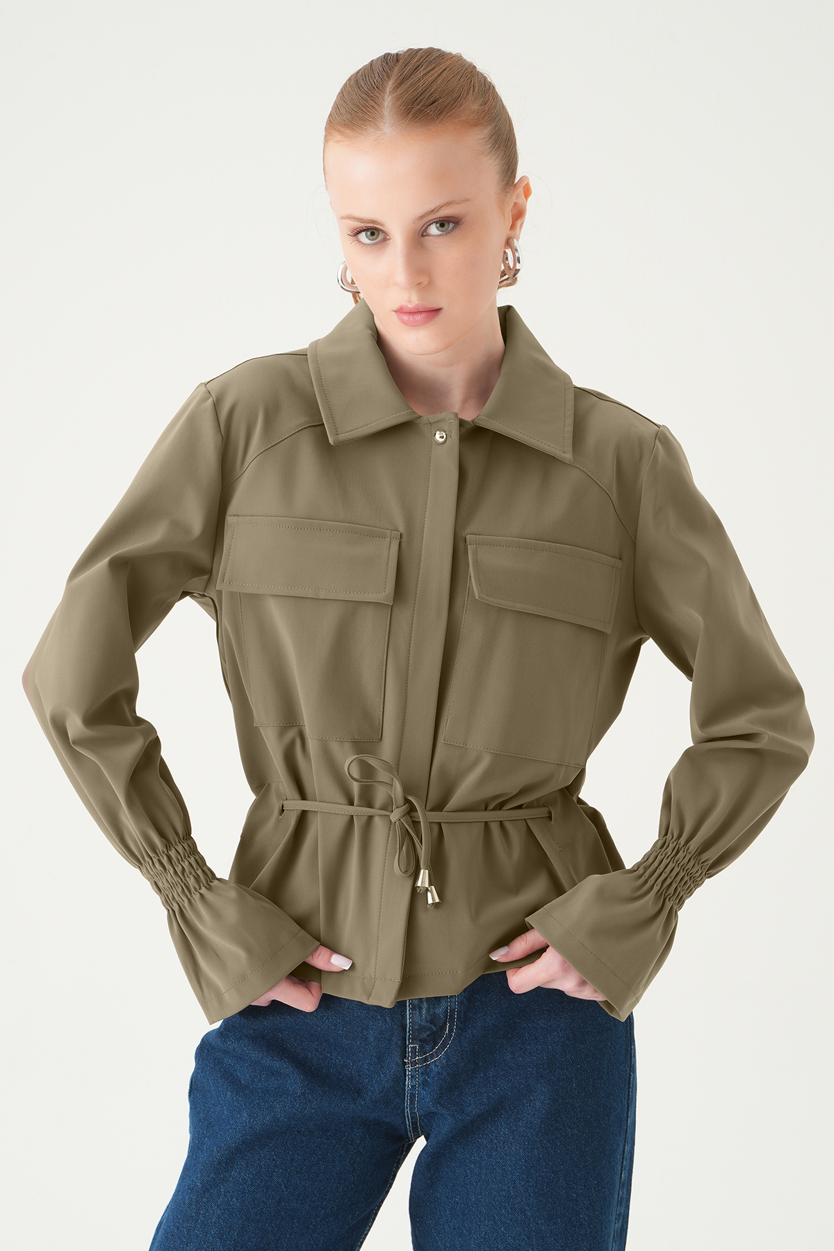 Koyu Vizon Kol Lastikli Düğmeli Ceket 251856 - 2