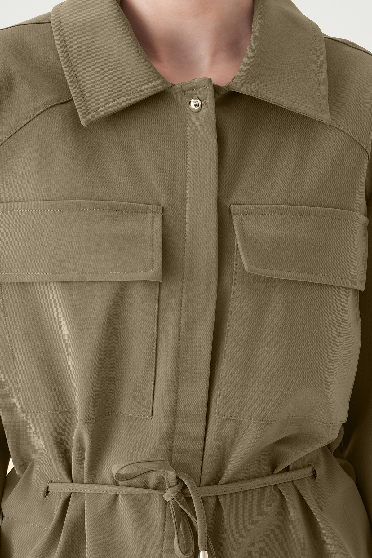 Koyu Vizon Kol Lastikli Düğmeli Ceket 251856 - 4