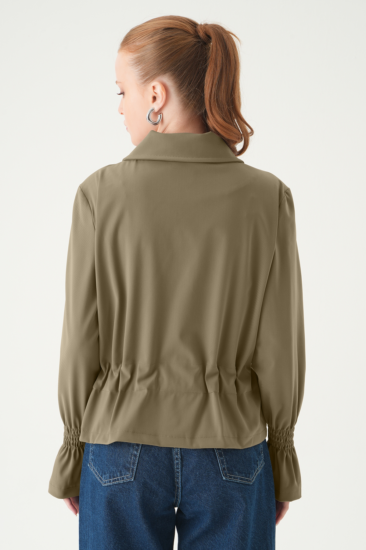 Koyu Vizon Kol Lastikli Düğmeli Ceket 251856 - 5