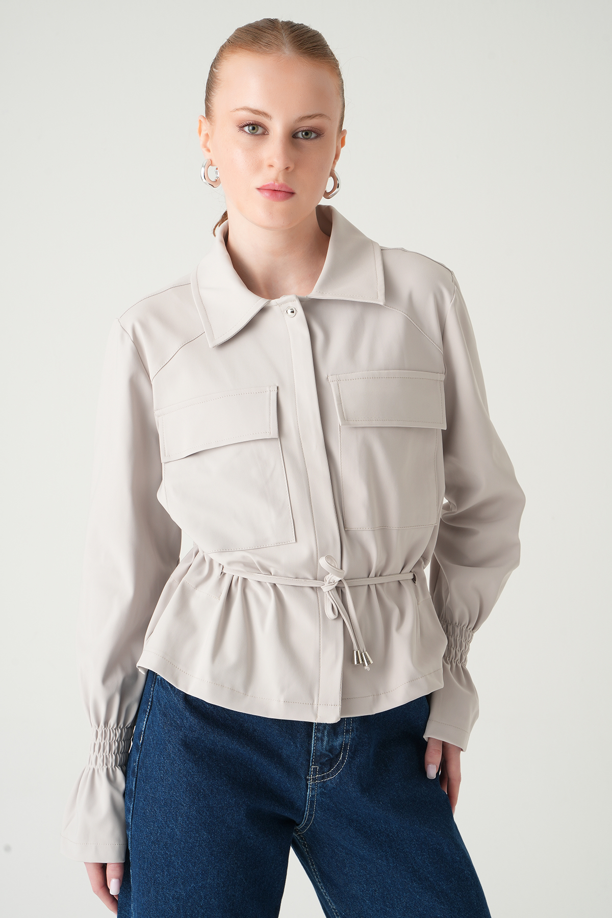 Taş Kol Lastikli Düğmeli Ceket 251856 - 1