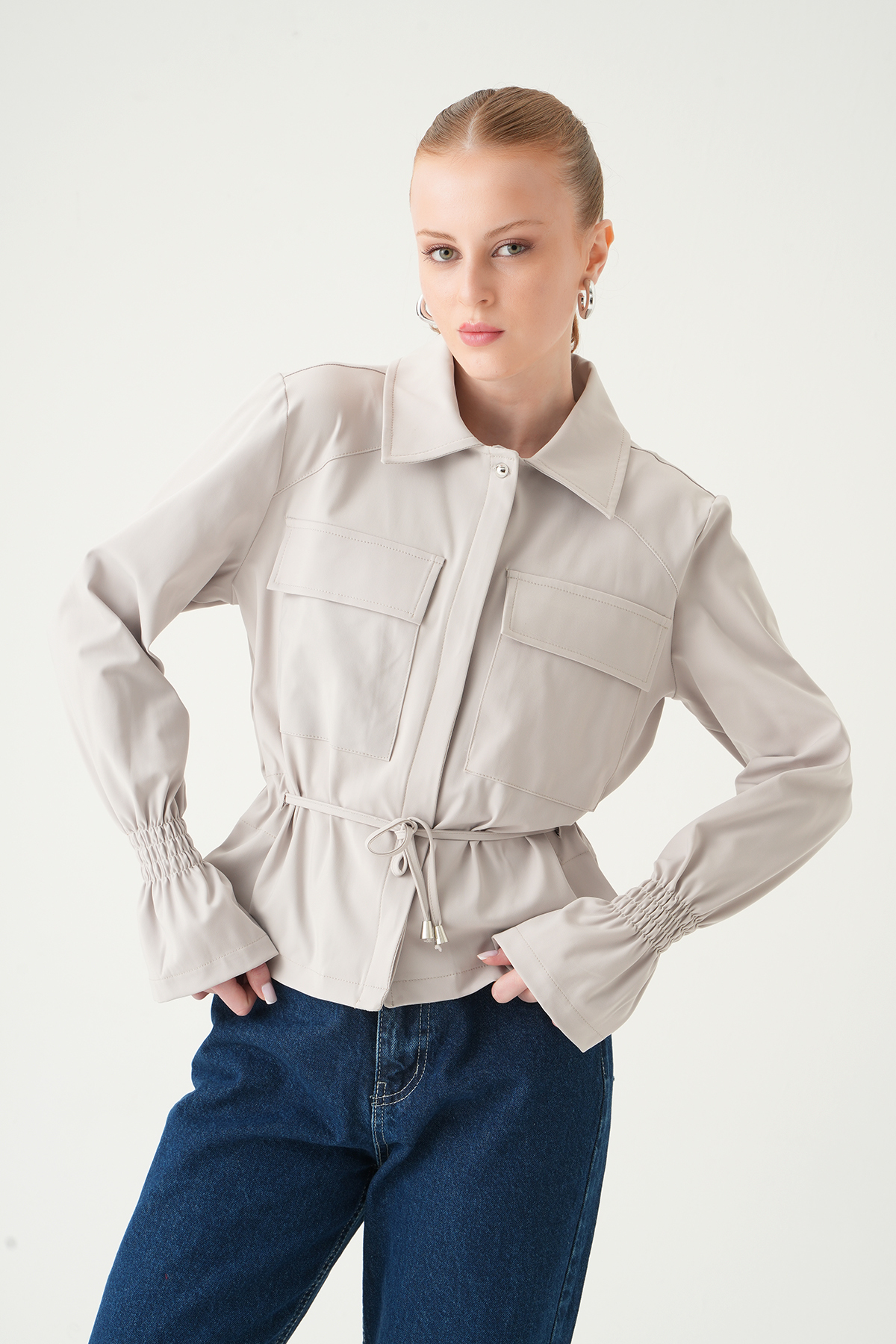 Taş Kol Lastikli Düğmeli Ceket 251856 - 2