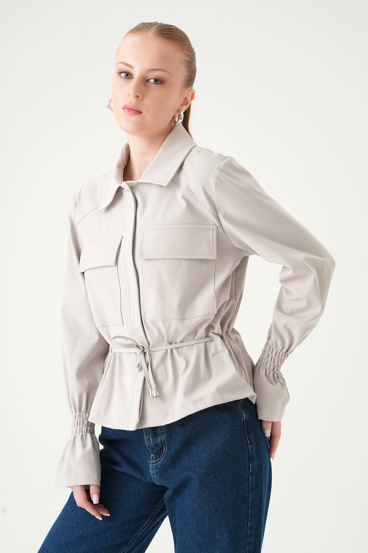 Taş Kol Lastikli Düğmeli Ceket 251856 - 6