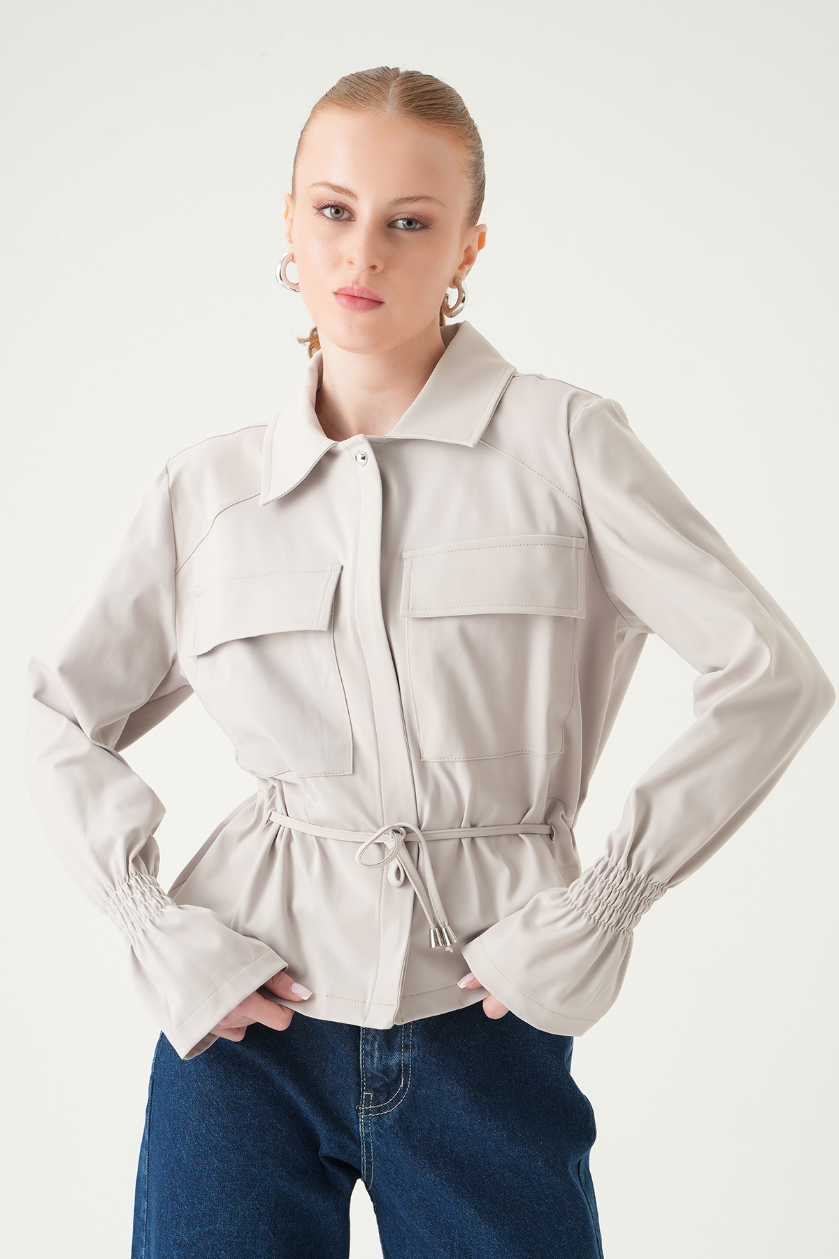 Taş Kol Lastikli Düğmeli Ceket 251856 - 7