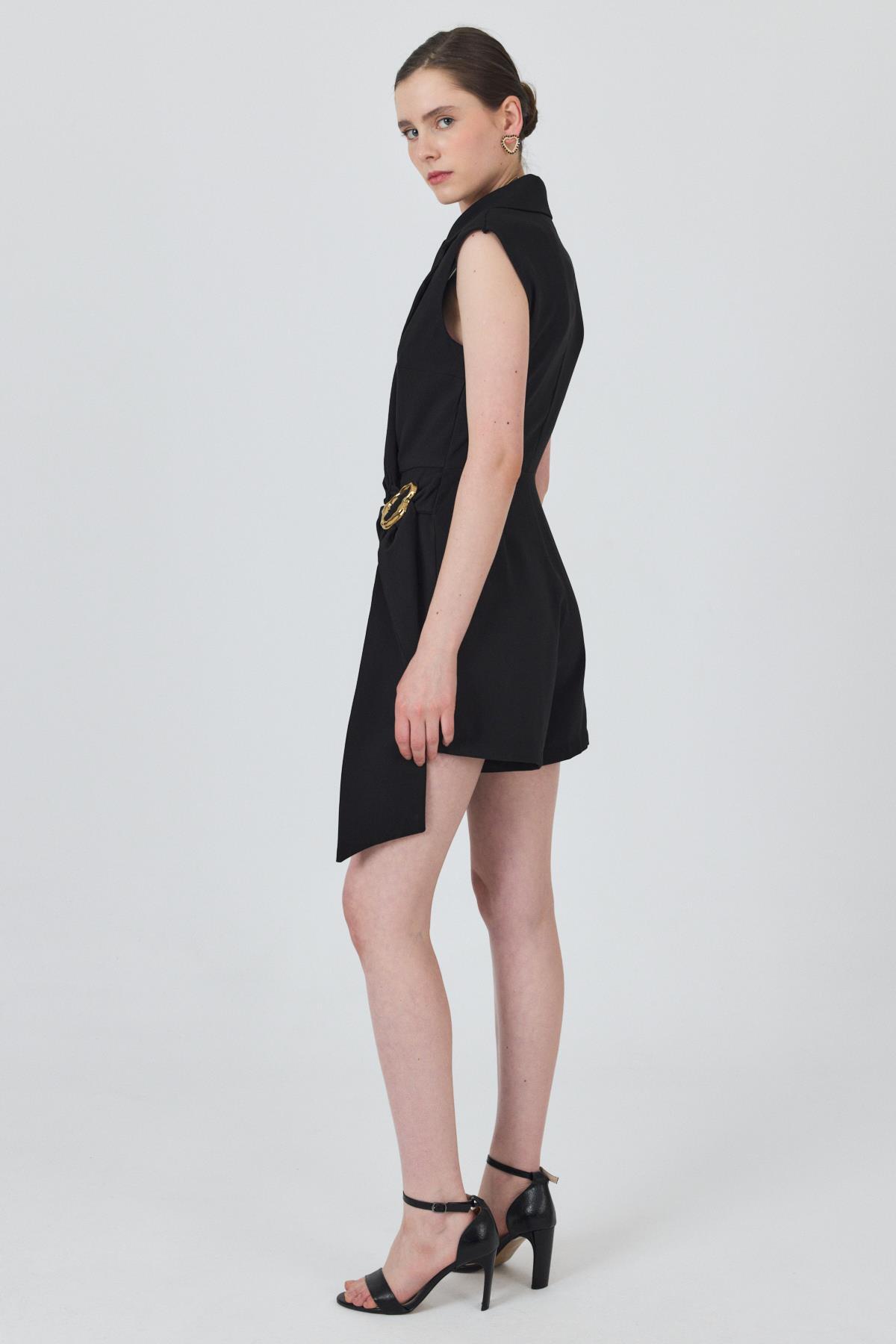 Siyah Bel Toka Detaylı Tulum 251901 - 6