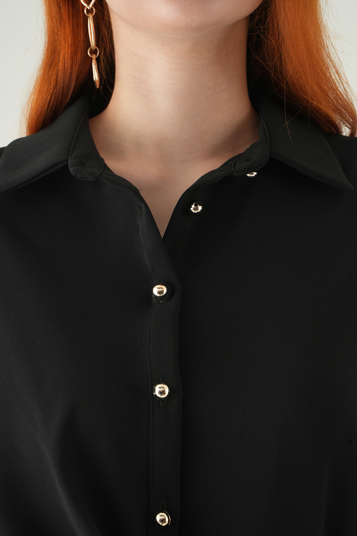 Siyah Ön Bağlamalı Gömlek 252103 - RAYS