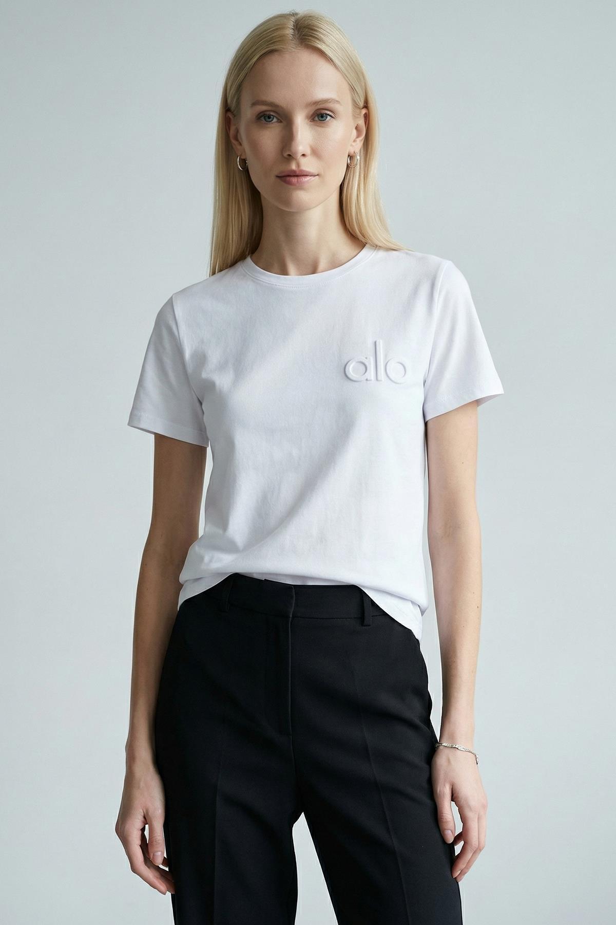 25230 Kabartmalı Tişört Beyaz - RAYS