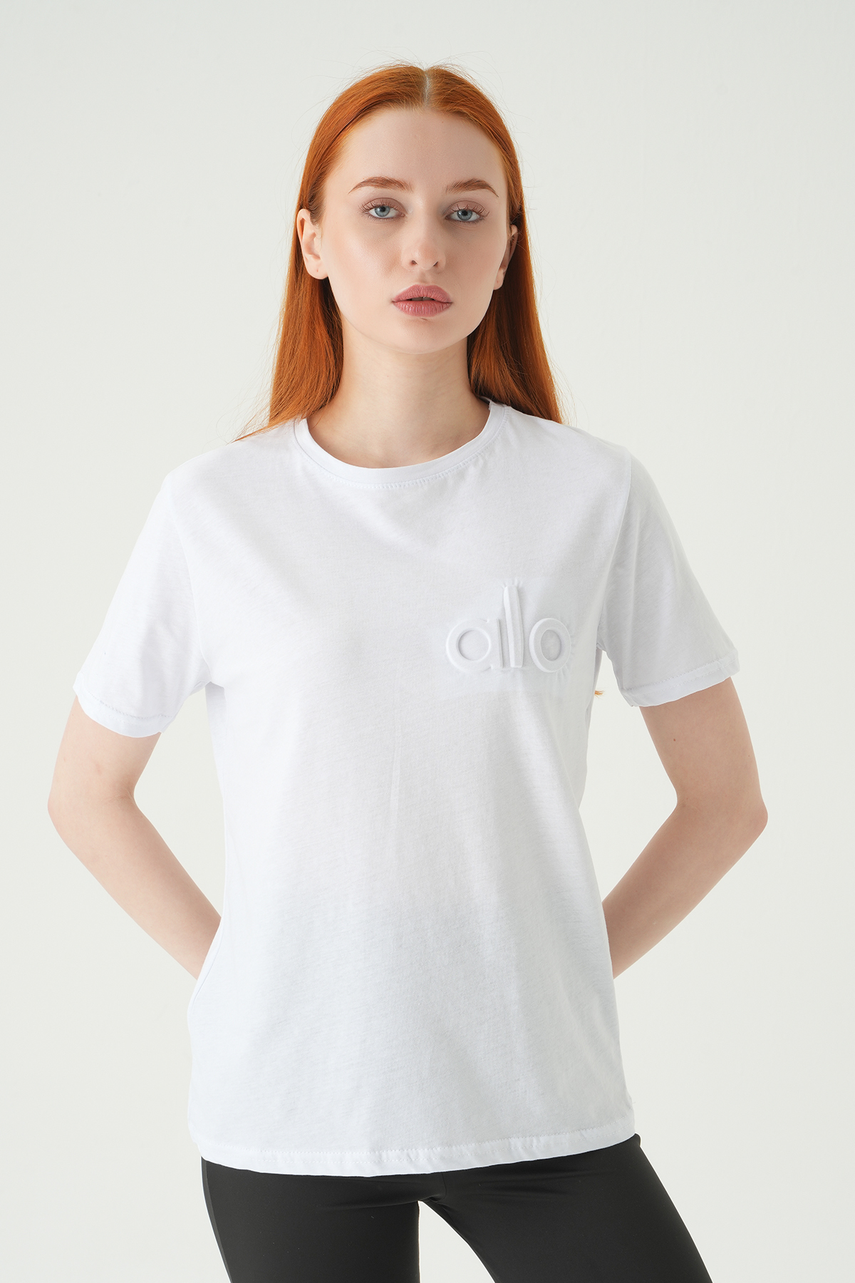 Beyaz Alo Kabartmalı Tişört 25230 - 2