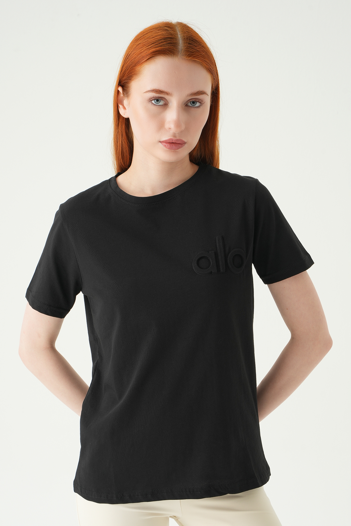 25230 Kabartmalı Tişört Siyah - RAYS