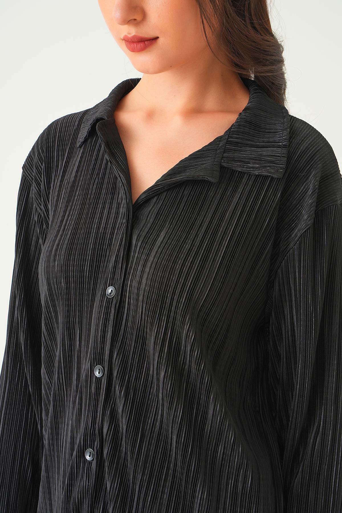 Siyah Pliseli Pantolon Takım 2525 - 6