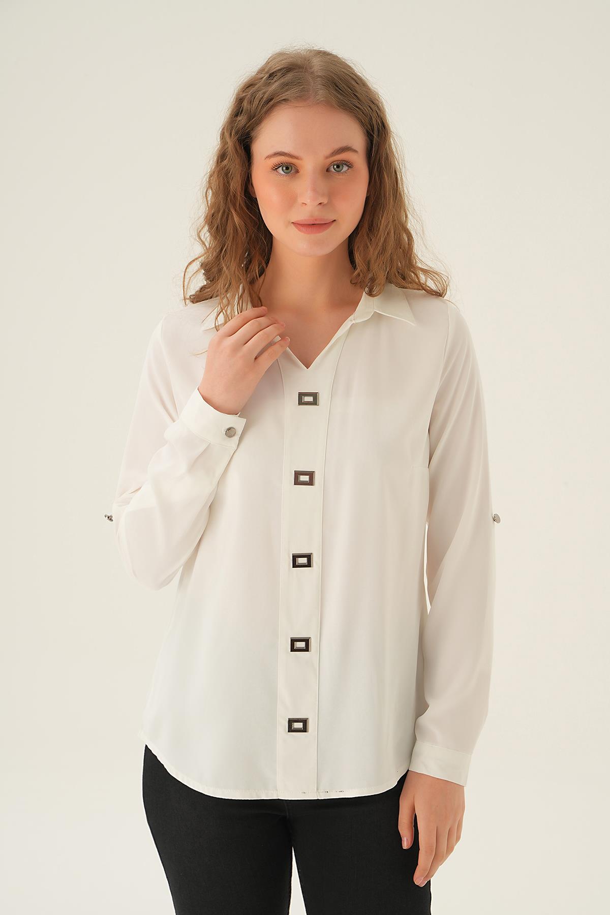 Taş Polo Yaka Düğme Detay Tunik 25538 - 1