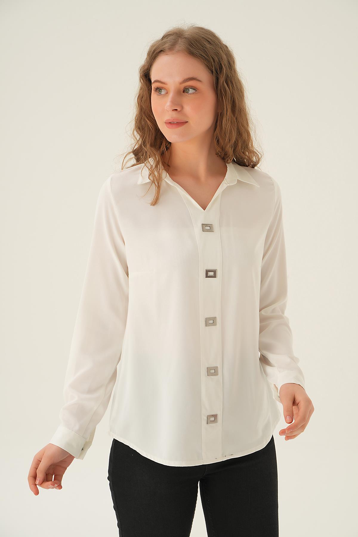 Taş Polo Yaka Düğme Detay Tunik 25538 - 6