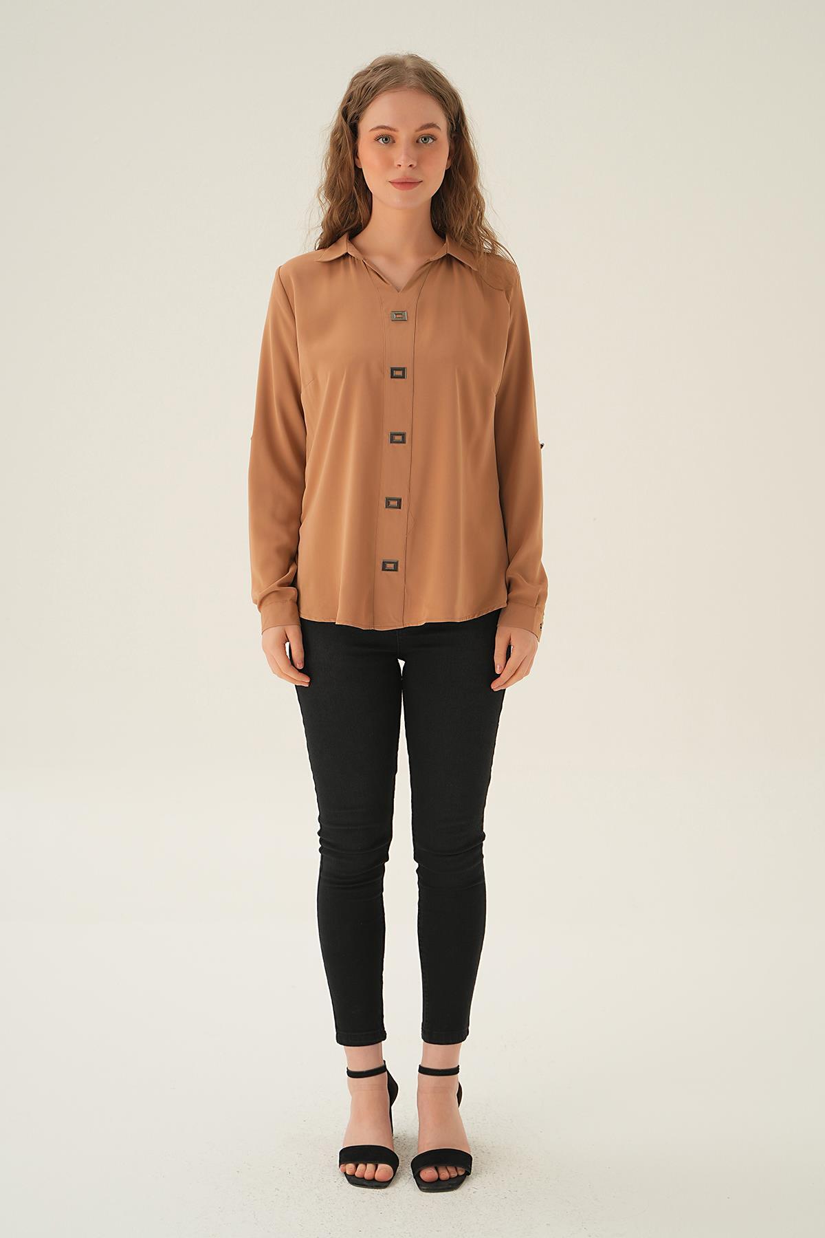 Vizon Polo Yaka Düğme Detay Tunik 25538 - 4