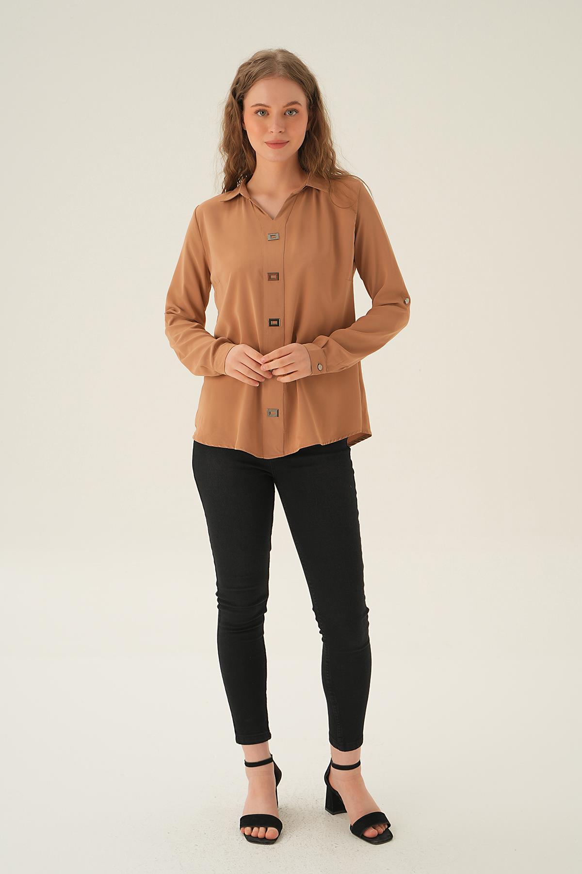 Vizon Polo Yaka Düğme Detay Tunik 25538 - 5