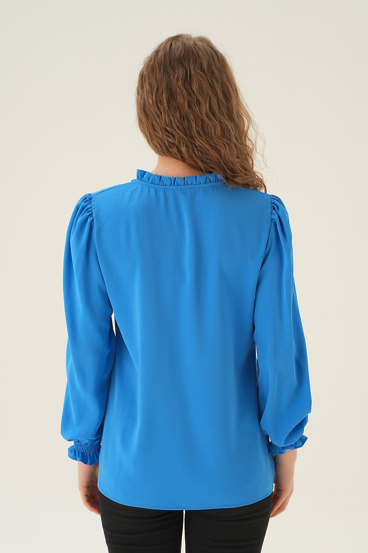 Mavi Yaka Bağlamalı Bluz 25541 - 3