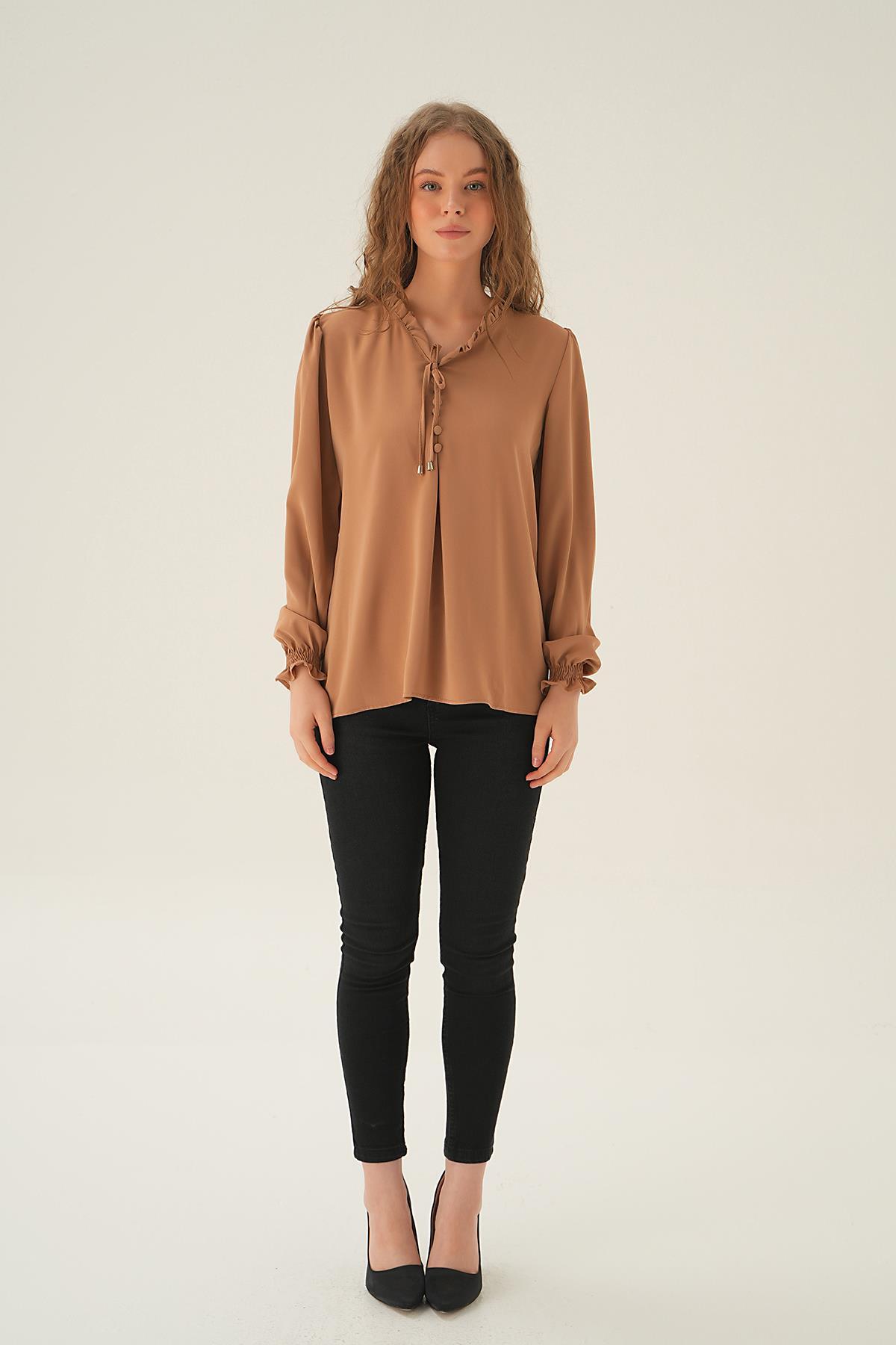 Vizon Yaka Bağlamalı Bluz 25541 - 5