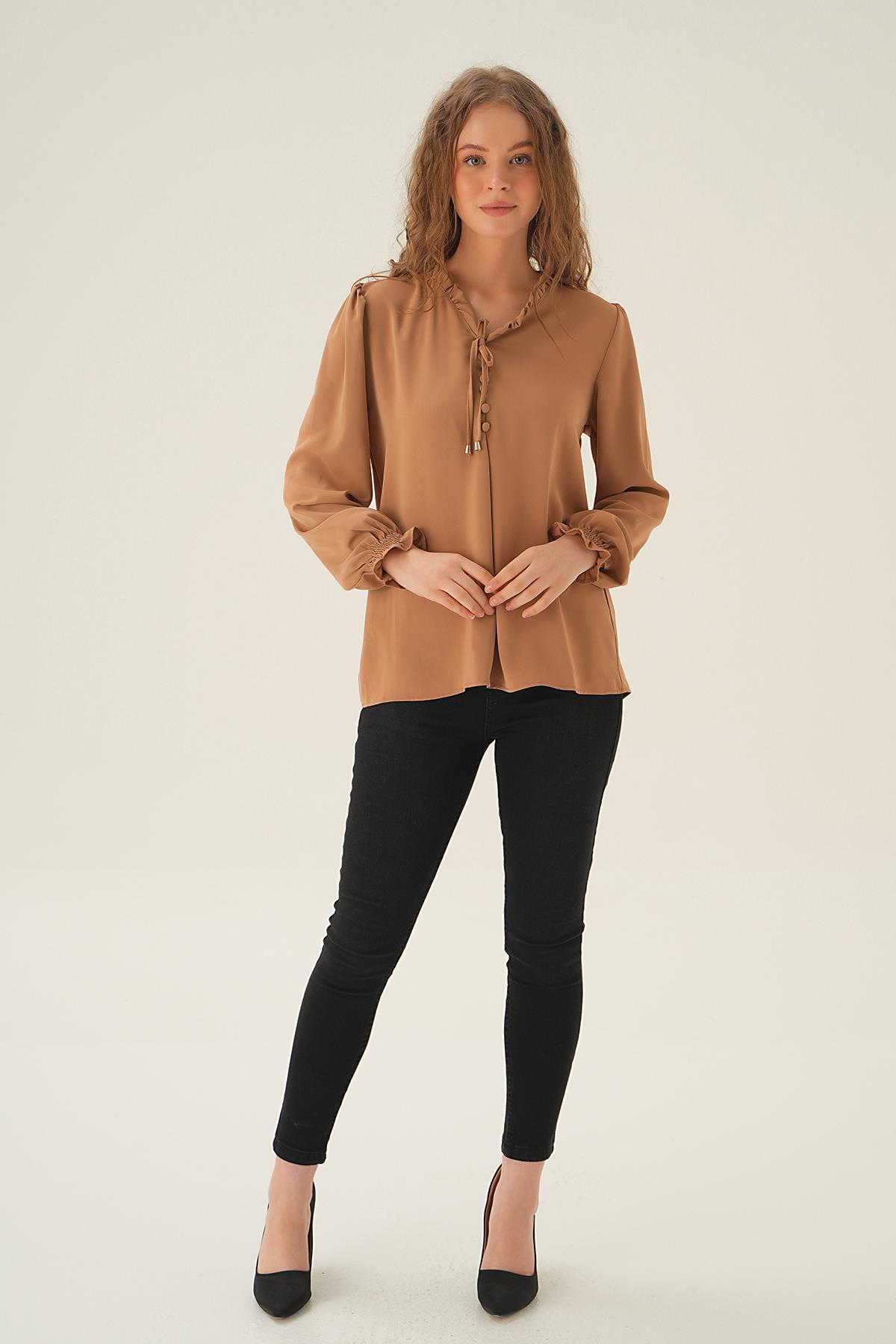 Vizon Yaka Bağlamalı Bluz 25541 - 6