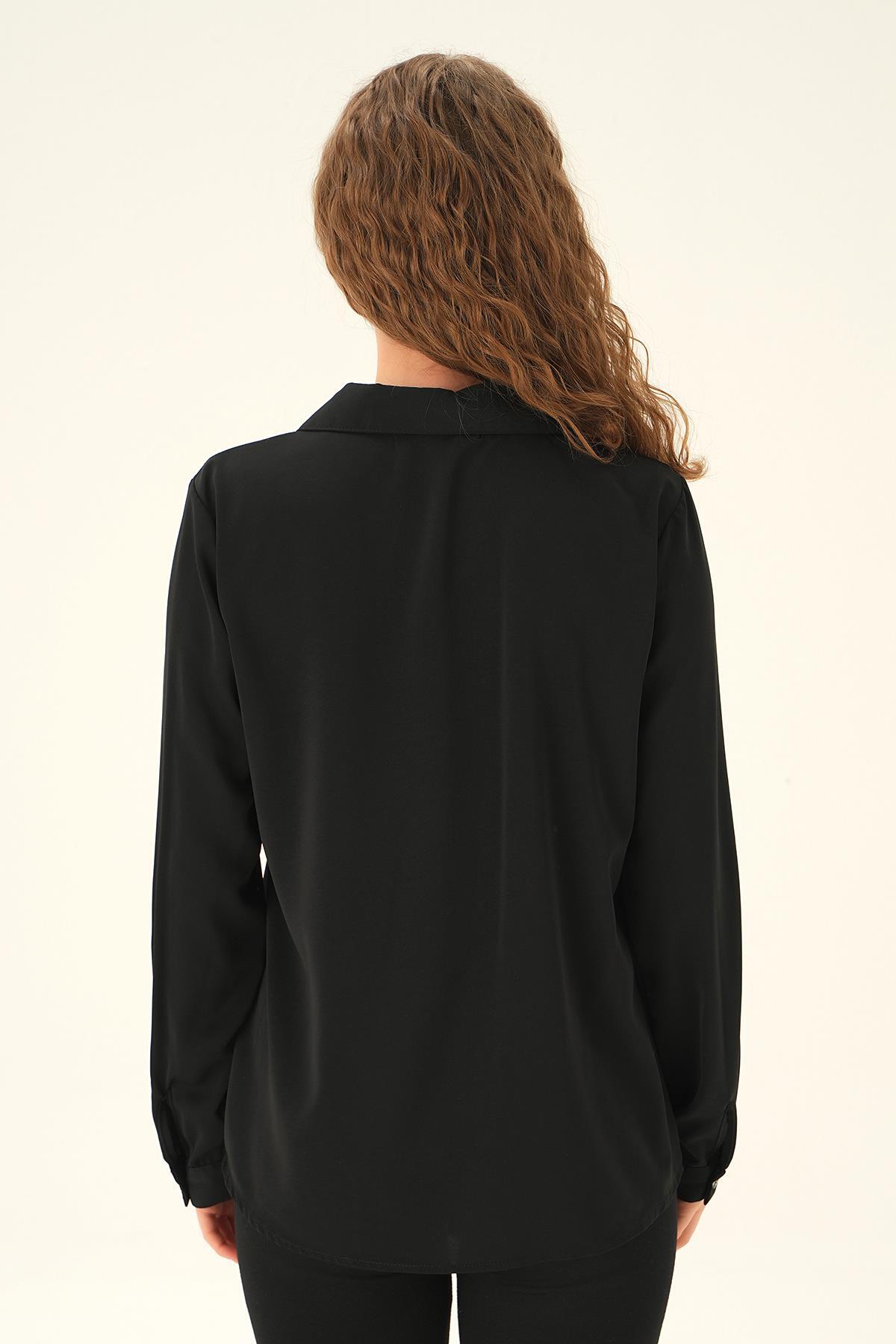 25545 Dantel Detay Kılasi Gömlek Siyah - 5