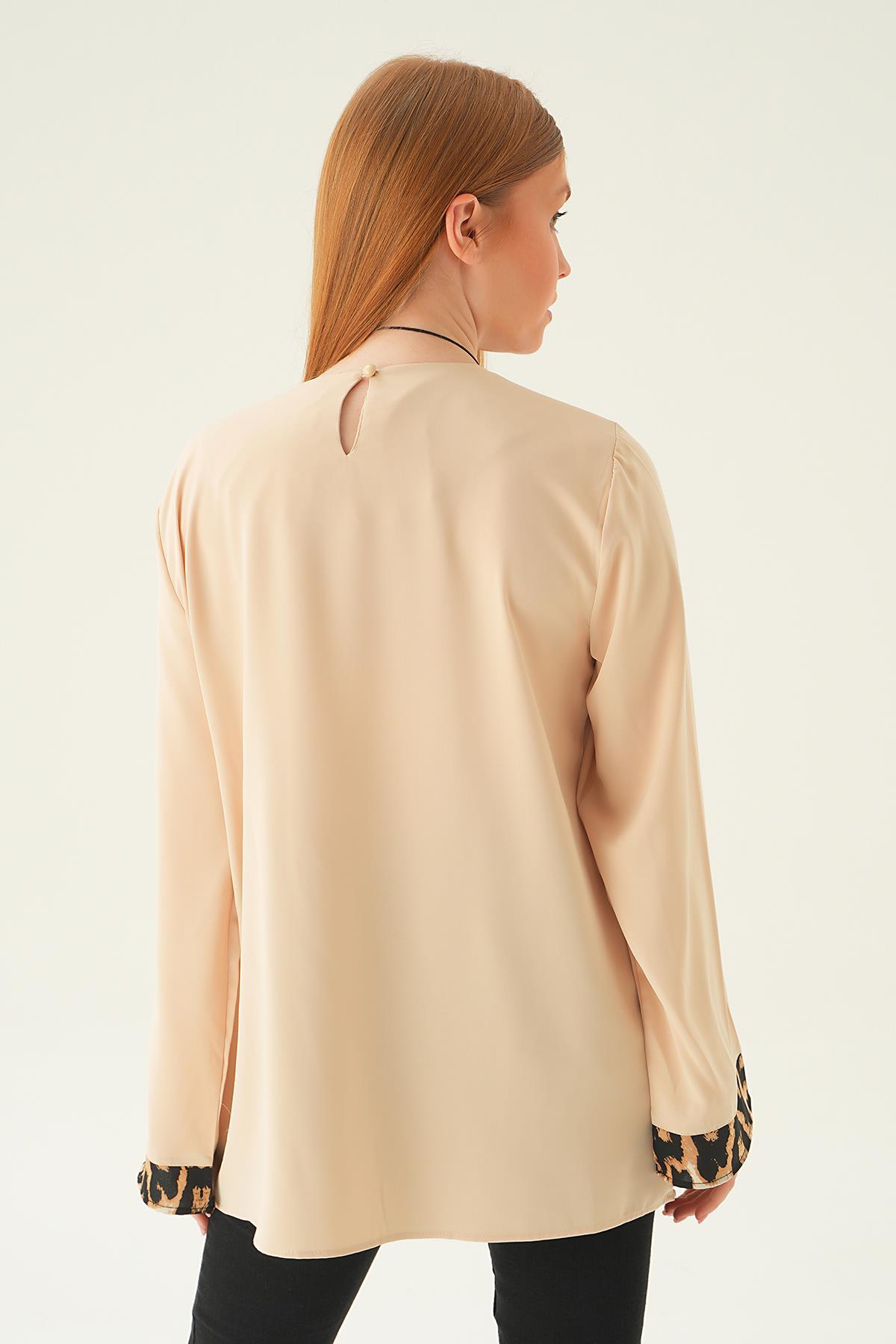 Taş Leopar Detay Bluz 25548 - 3