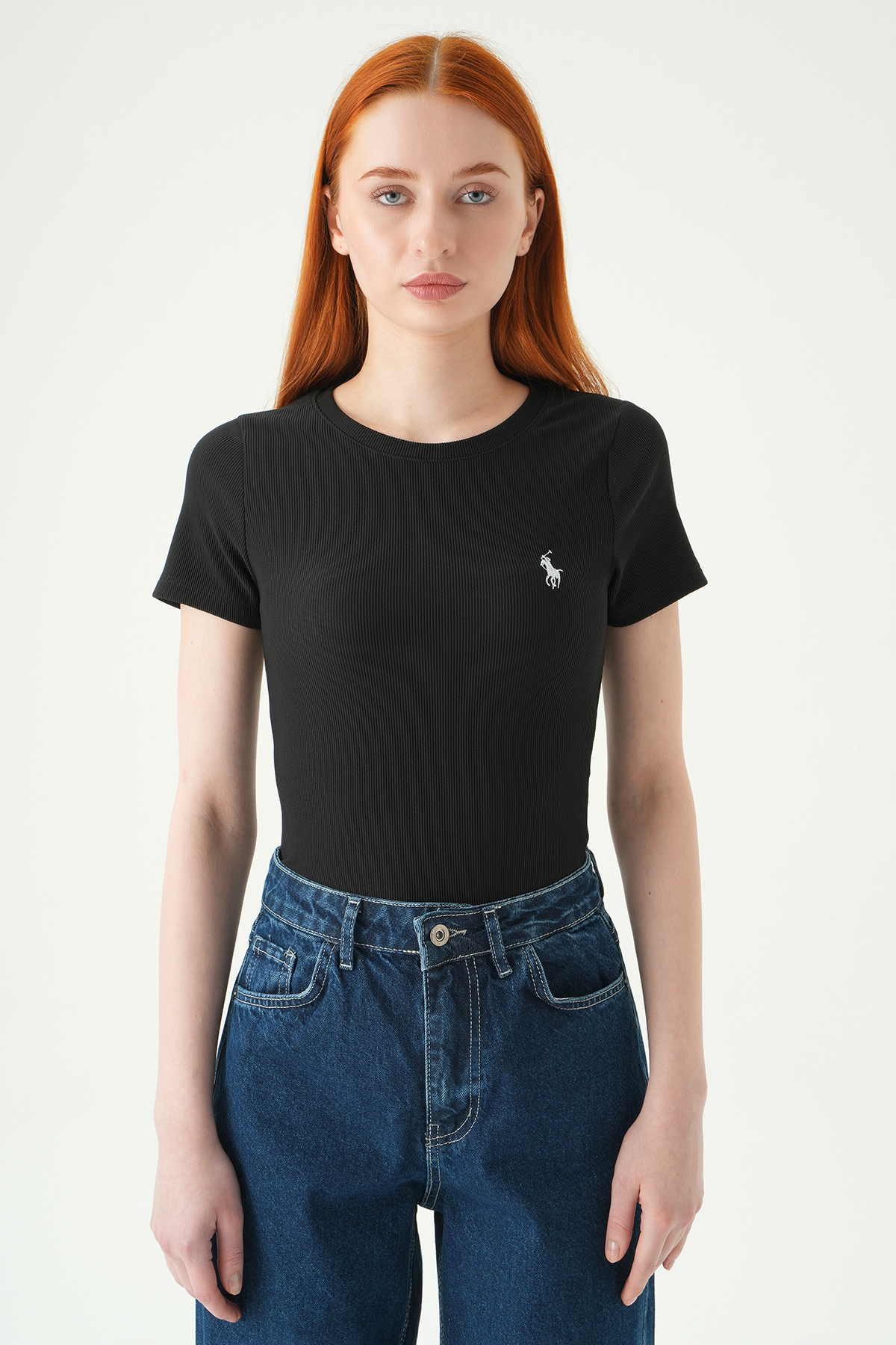 Siyah Us Polo Nakışlı Tişört 25704 