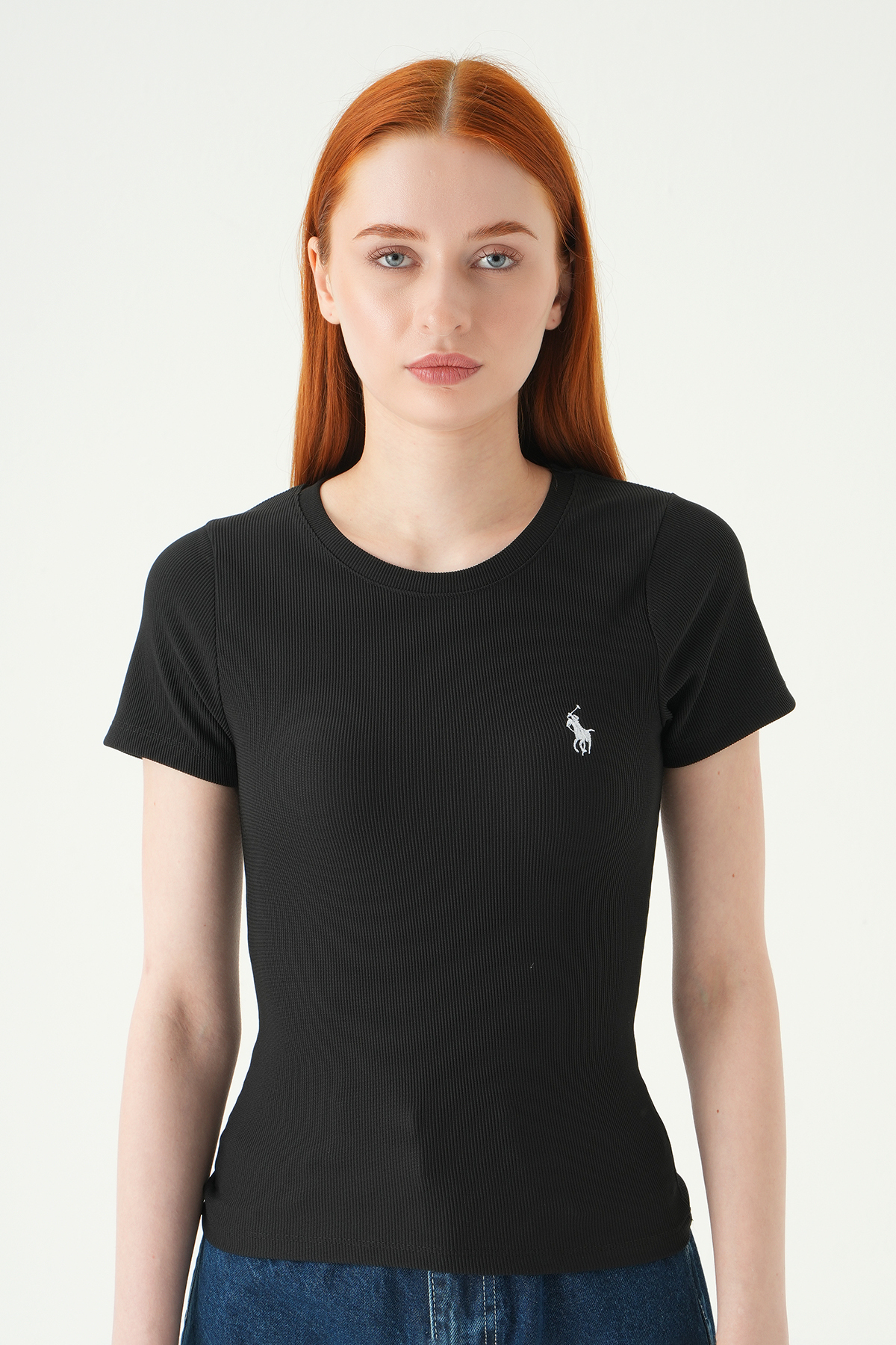 Siyah Us Polo Nakışlı Tişört 25704 - 2