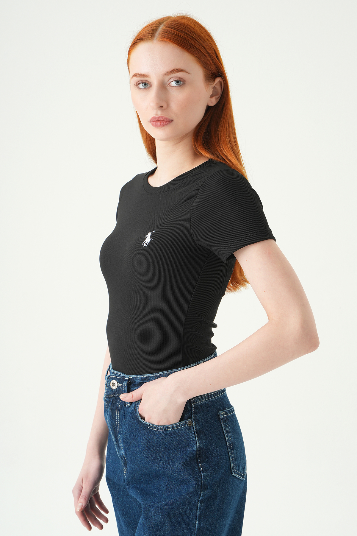 Siyah Us Polo Nakışlı Tişört 25704 - 6