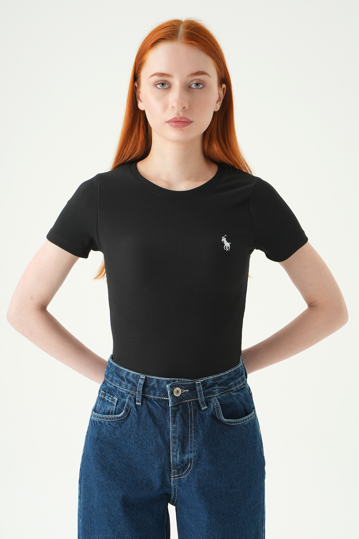 Siyah Us Polo Nakışlı Tişört 25704 - 7