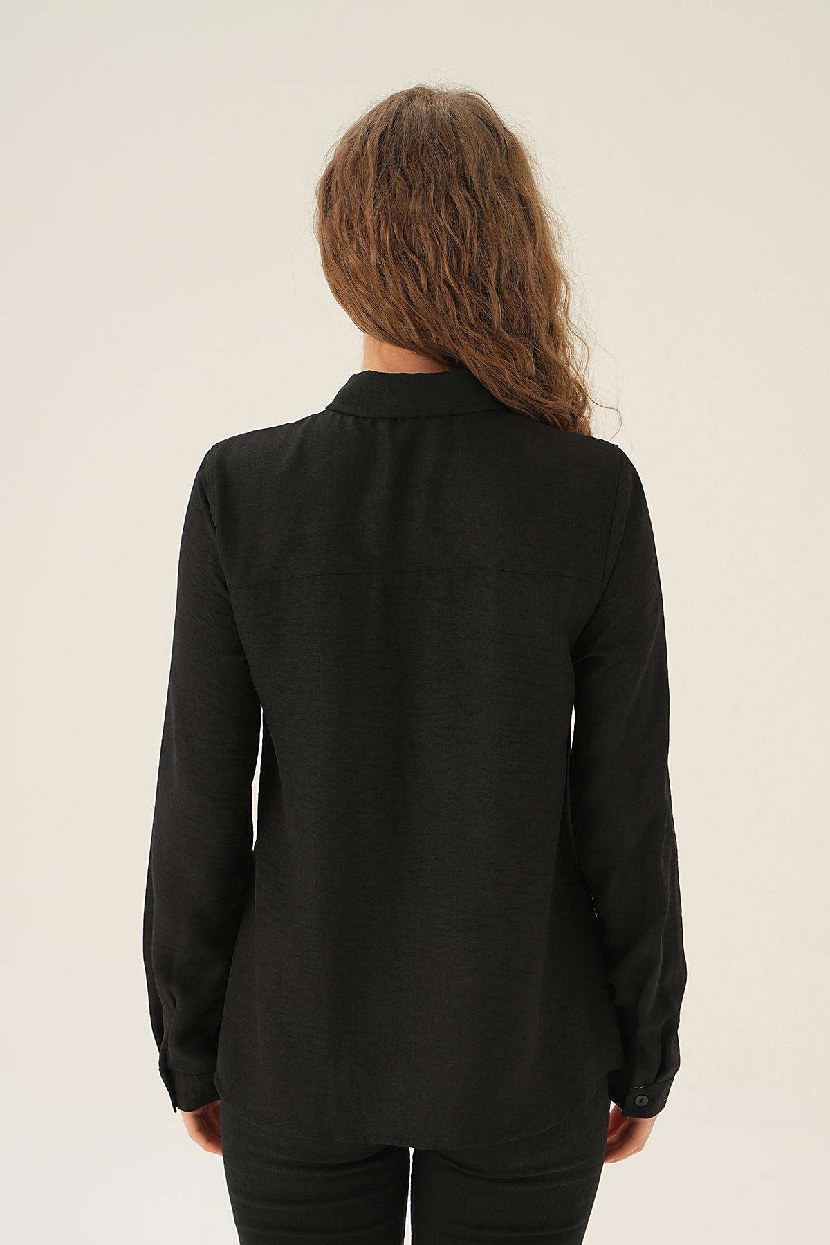 26017 Cep Fermuar Detay Gömlek Siyah - 3