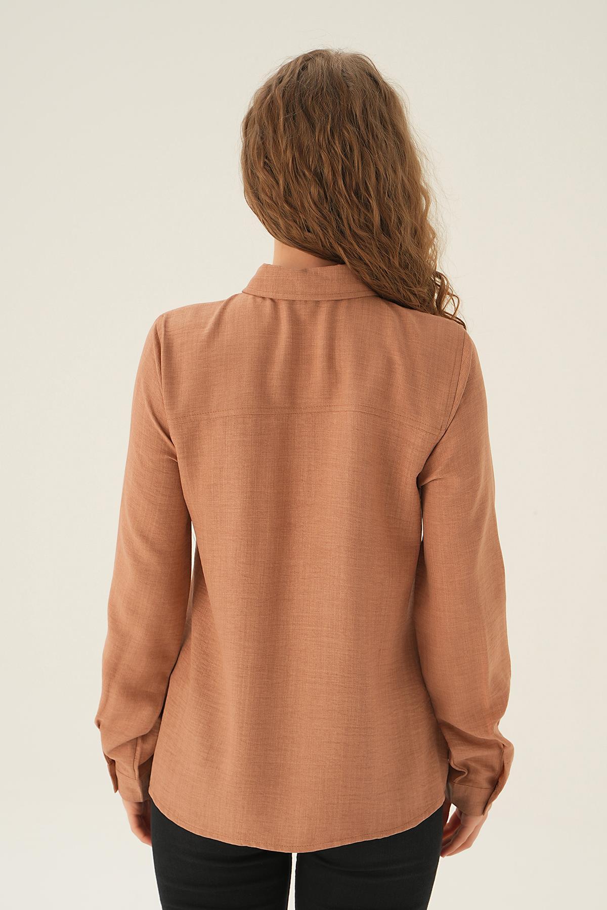 26017 Cep Fermuar Detay Gömlek Vizon - 3