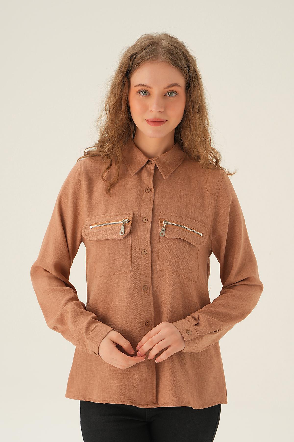 Vizon Cep Fermuar Detay Gömlek 26017 