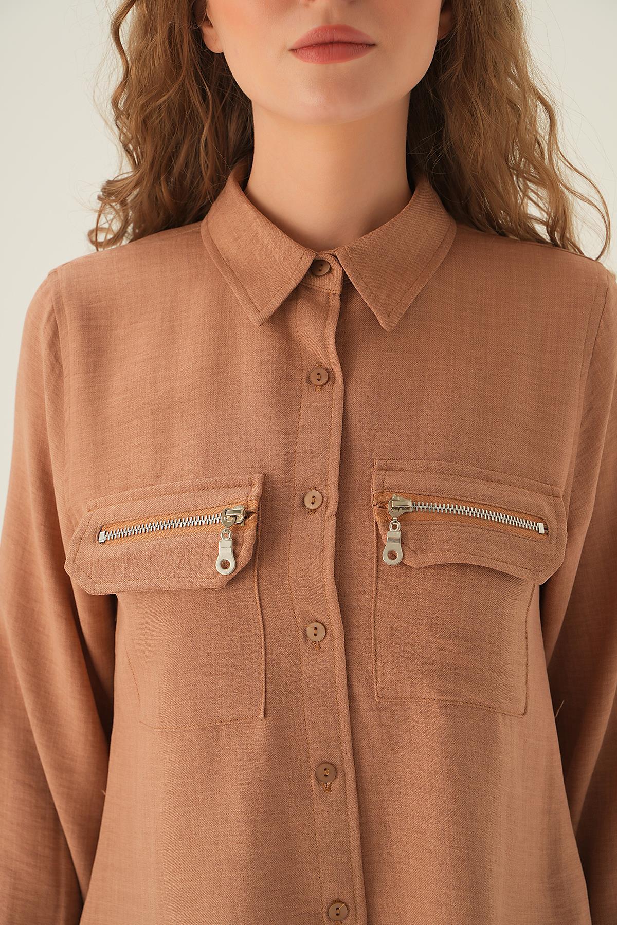 Vizon Cep Fermuar Detay Gömlek 26017 - 4