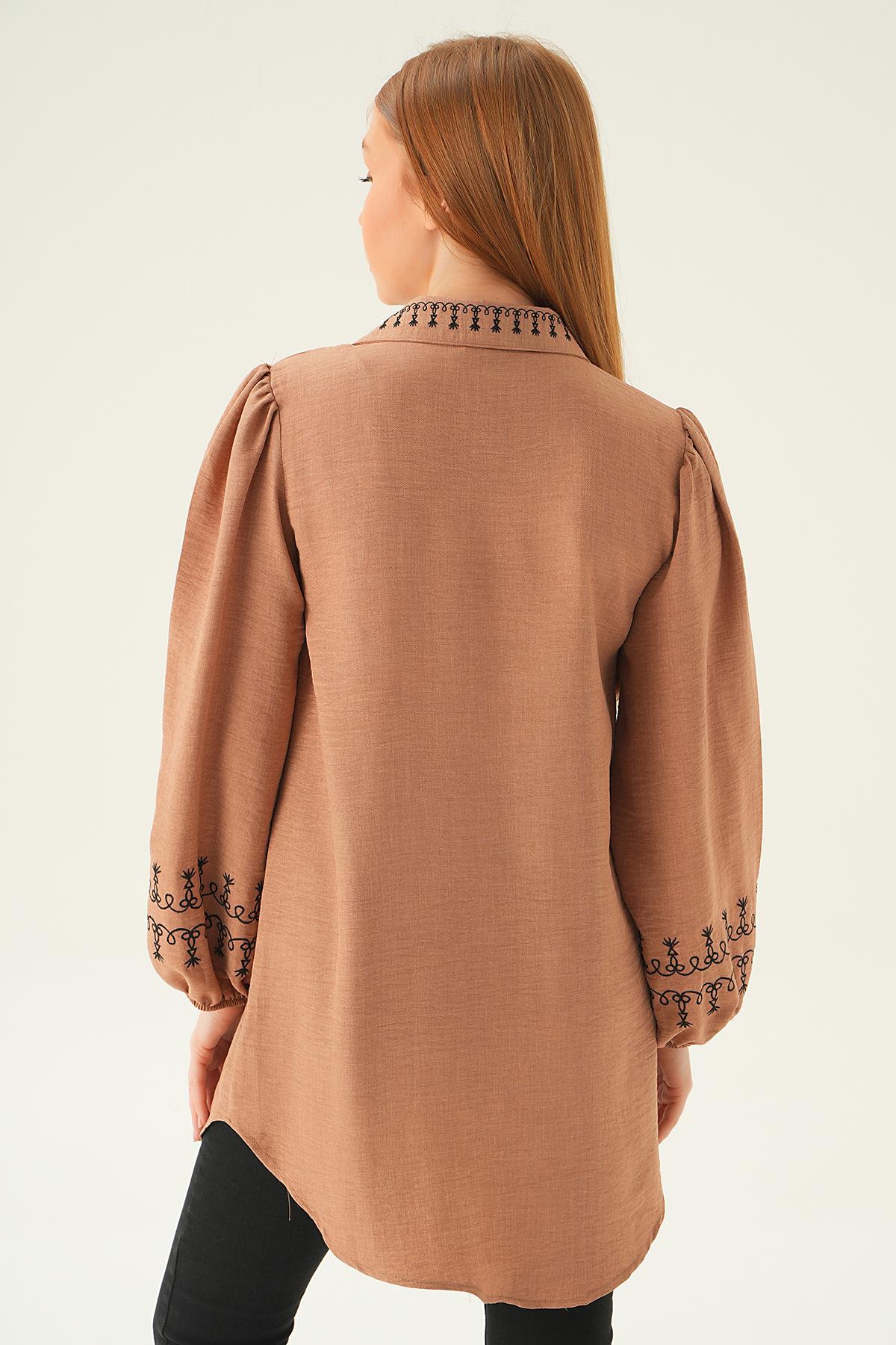 Vizon Balon Kol Nakış Detay Tunik 26024 - 4