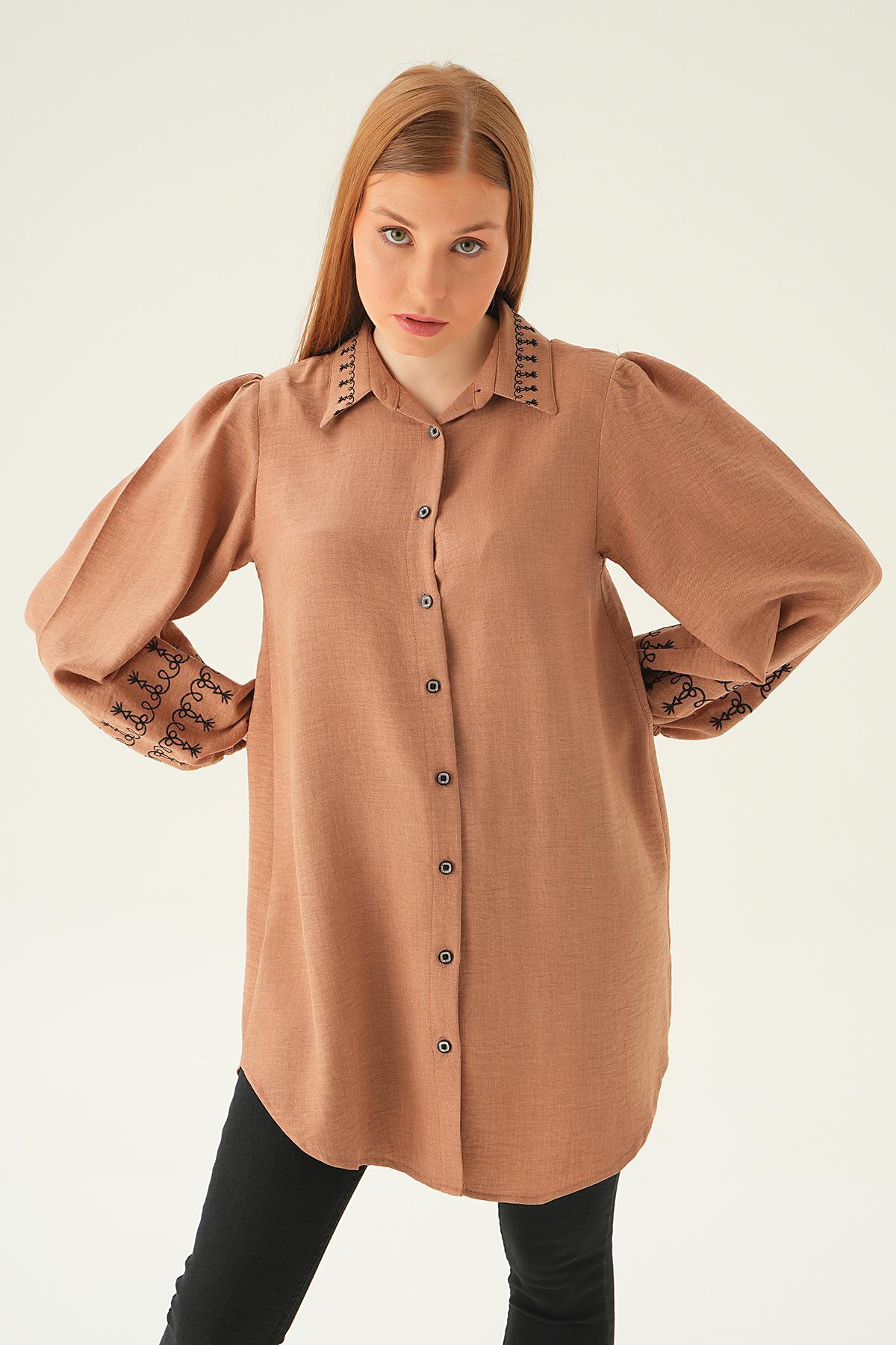 Vizon Balon Kol Nakış Detay Tunik 26024 - 5