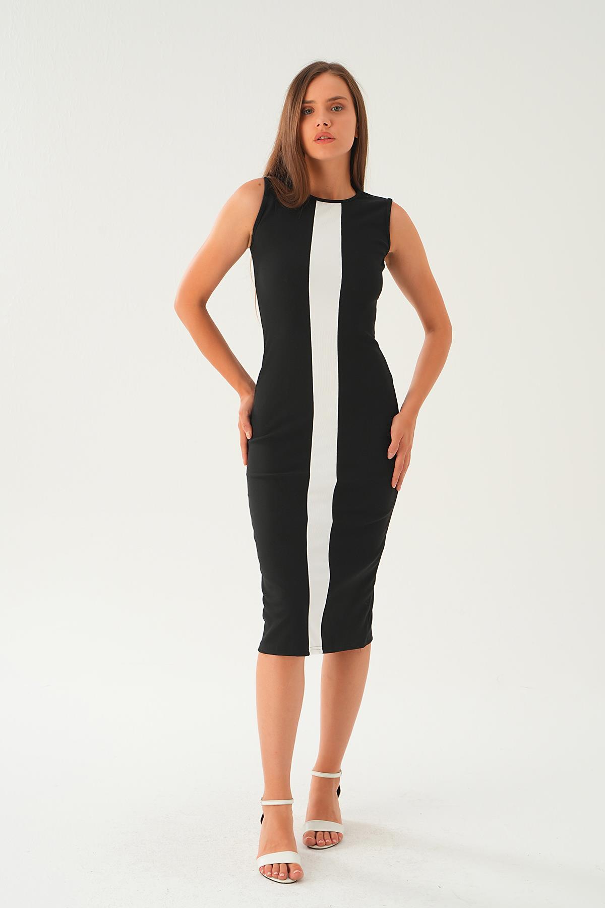 Siyah Şerit Detay Elbise 2628 