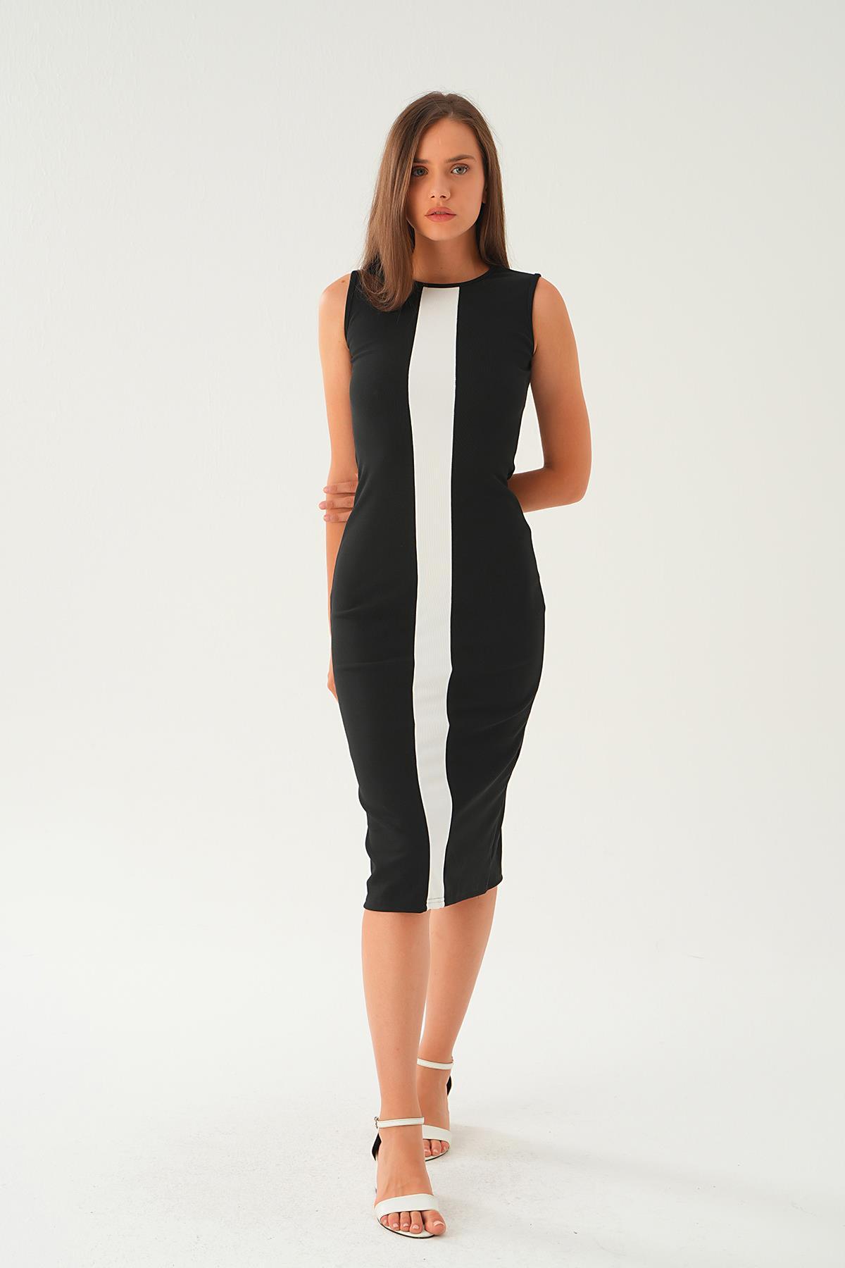 Siyah Şerit Detay Elbise 2628 - 2