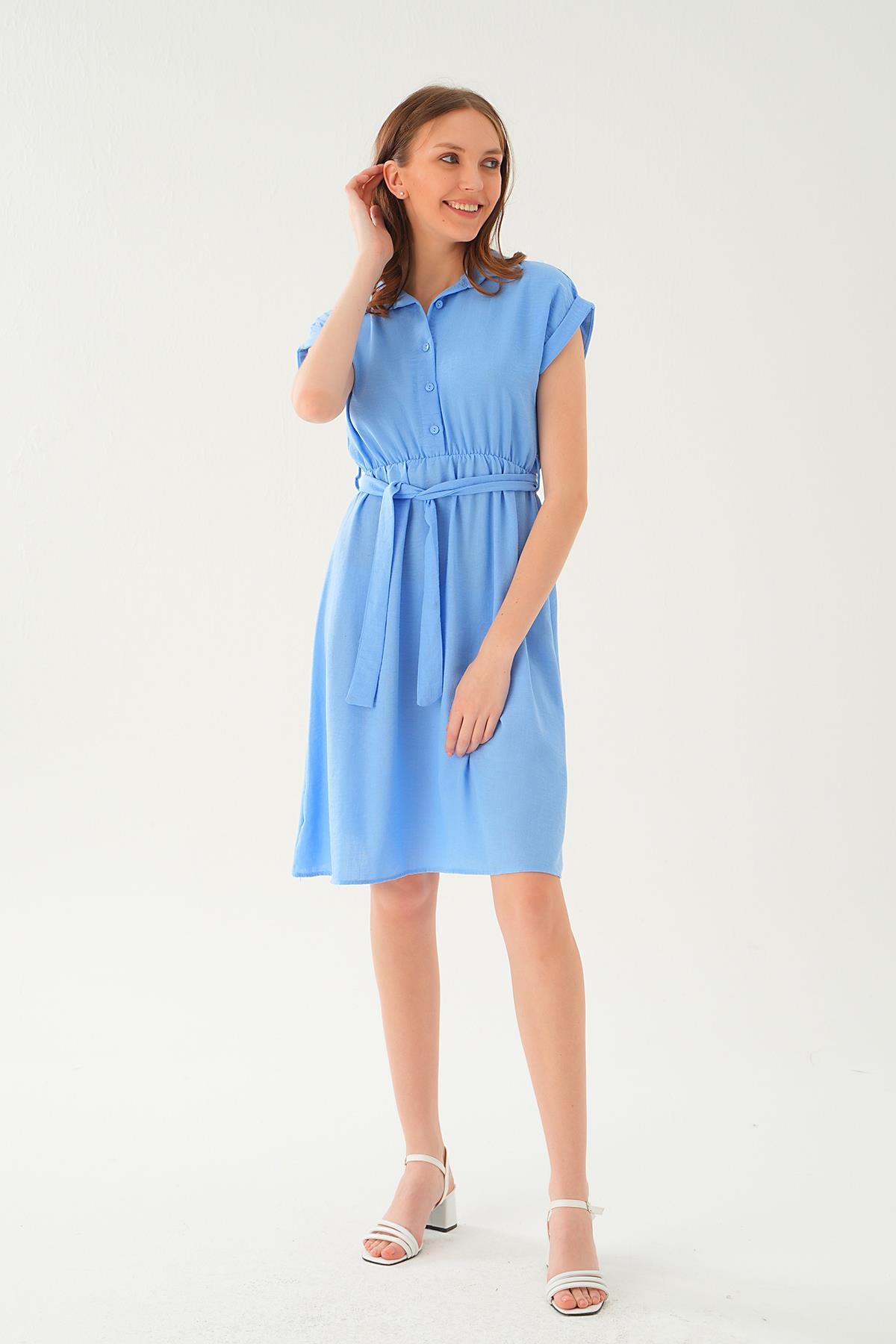 Bebe Mavi Bel Kuşak Detay Elbise 2629 - 4