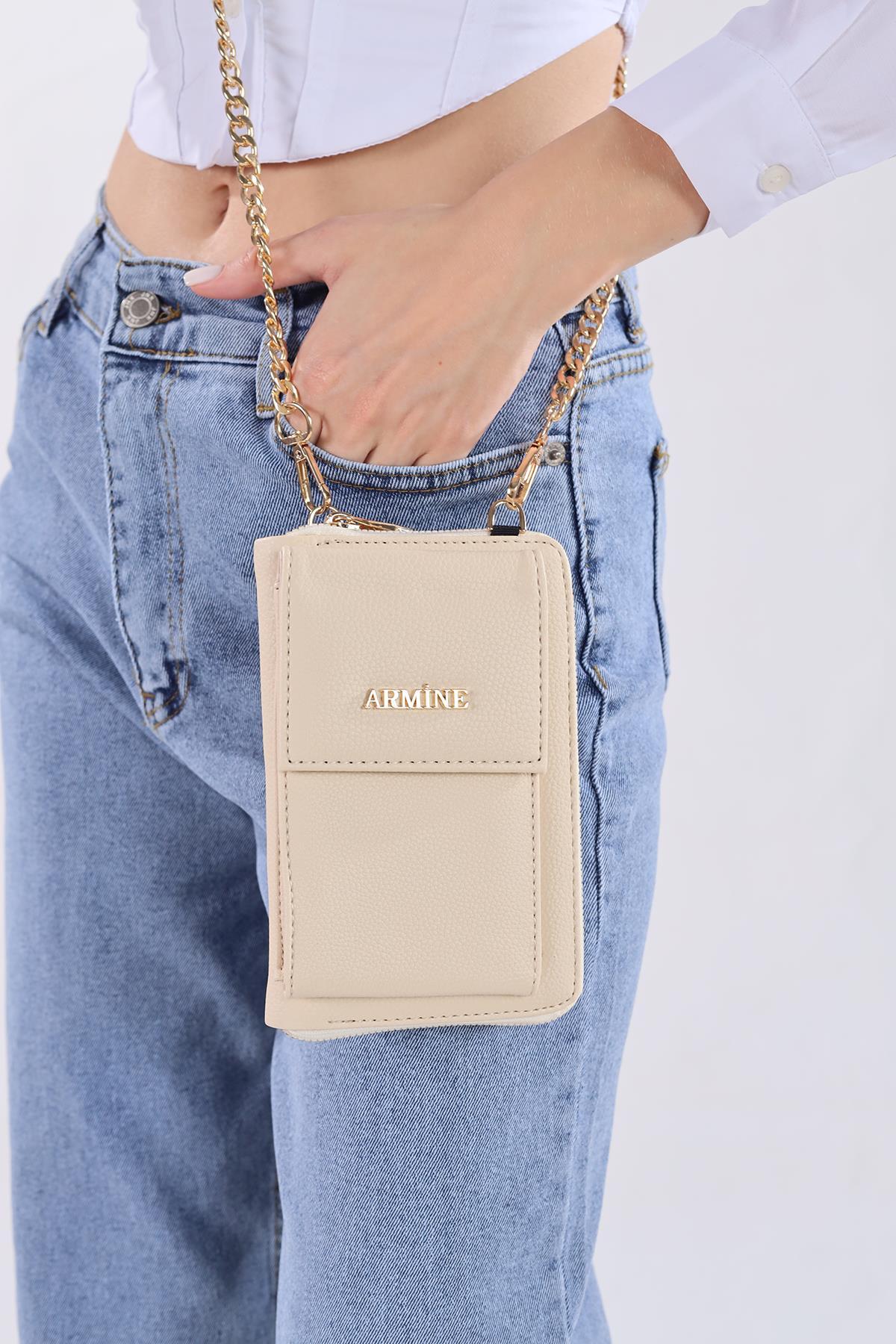 Krem Telefon Bölmeli Çanta 264 - 2